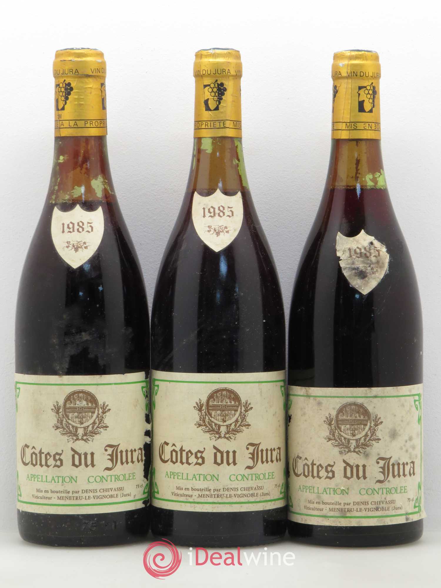 Côtes du Jura Domaine Denis Chevassu 1985 - Lot de 3 bouteilles - 0