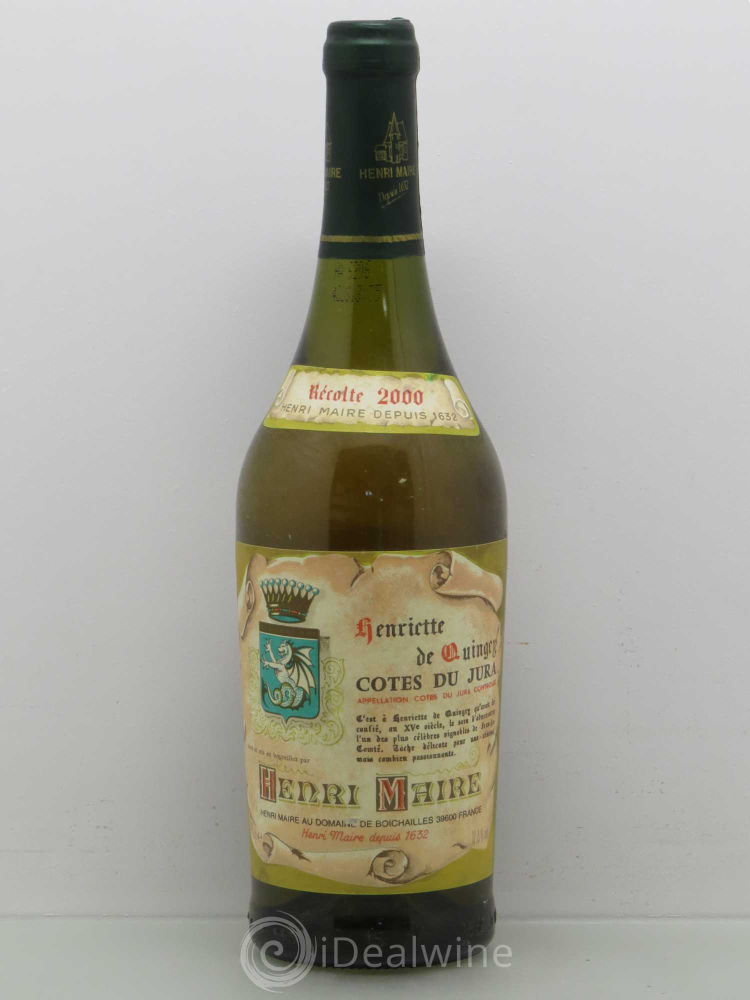 Arbois Chardonnay-savagnin Tradition Henriette de Quingey Henri Maire 2000 - Posten von 1 Flasche - 0