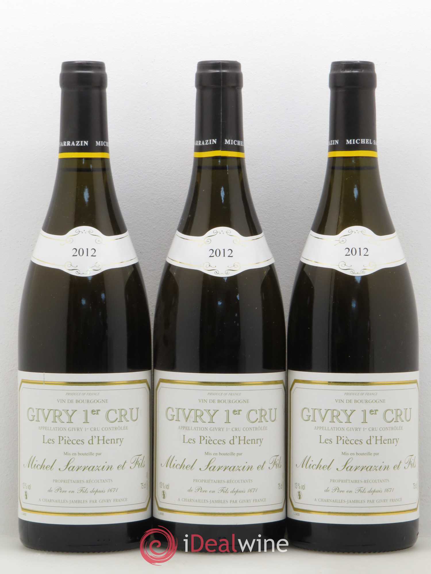 Givry 1er Cru Les Pieces d'Henry Michel Sarrazin 2012 - Posten von 3 Flaschen - 0