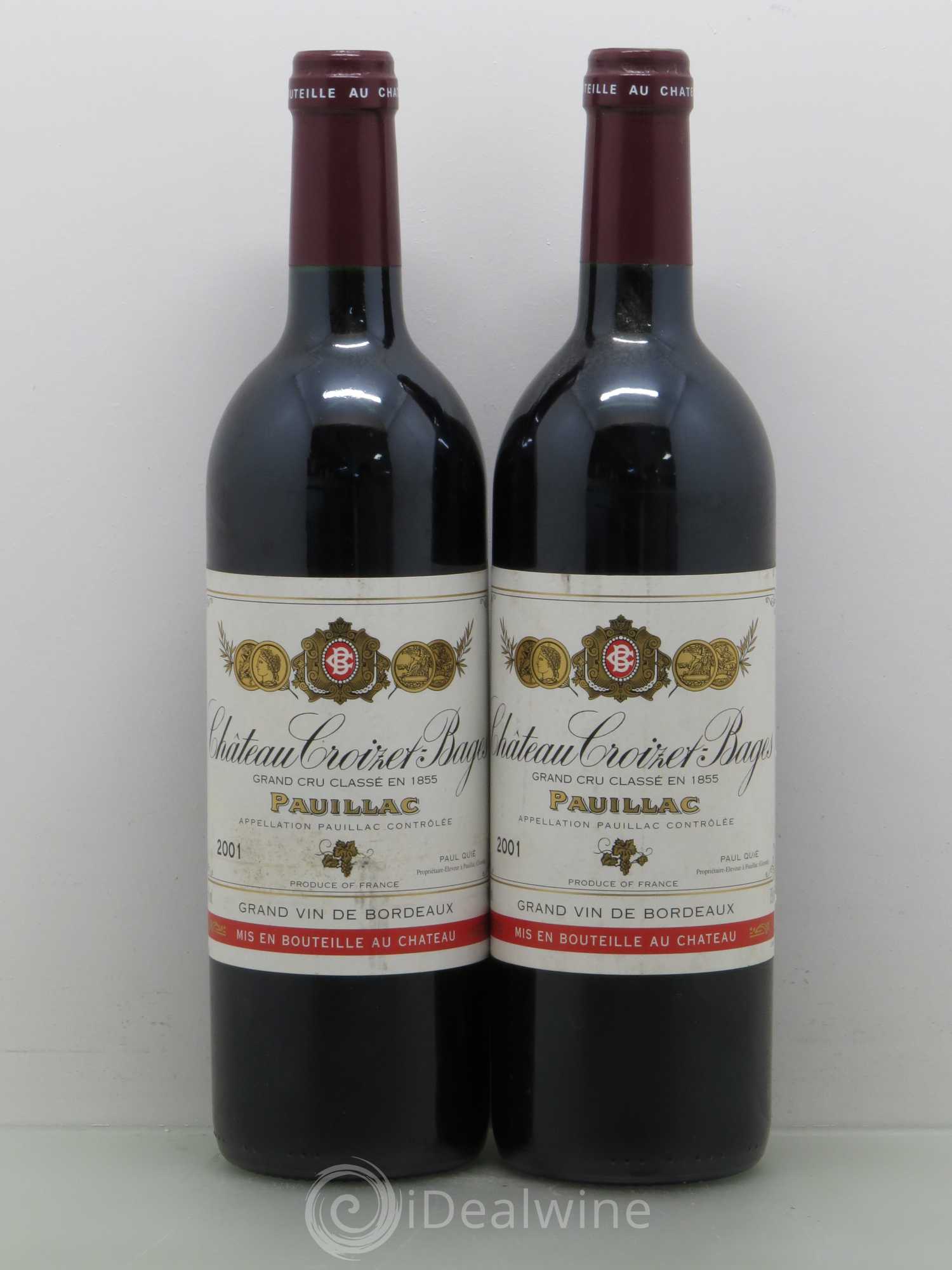 Château Croizet Bages 5ème Grand Cru Classé 2001 - Lot de 2 bouteilles - 0