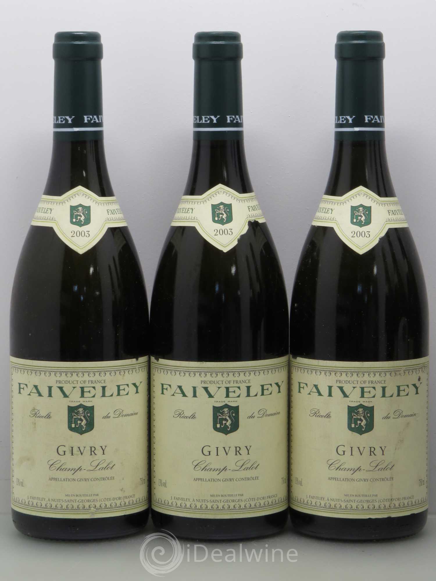 Givry Champs Lalot J Faiveley 2003 - Posten von 6 Flaschen - 1