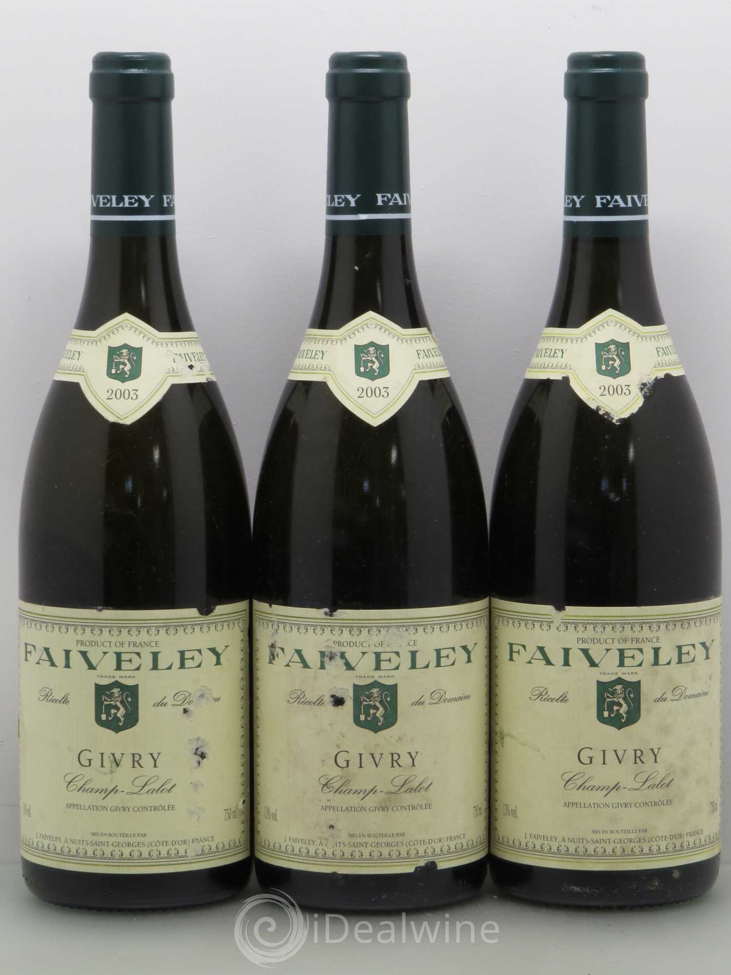 Givry Champs Lalot J Faiveley 2003 - Posten von 6 Flaschen - 2