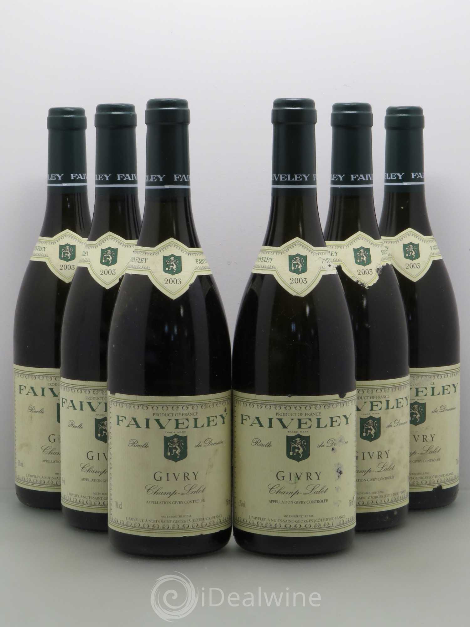 Givry Champs Lalot J Faiveley 2003 - Posten von 6 Flaschen - 0
