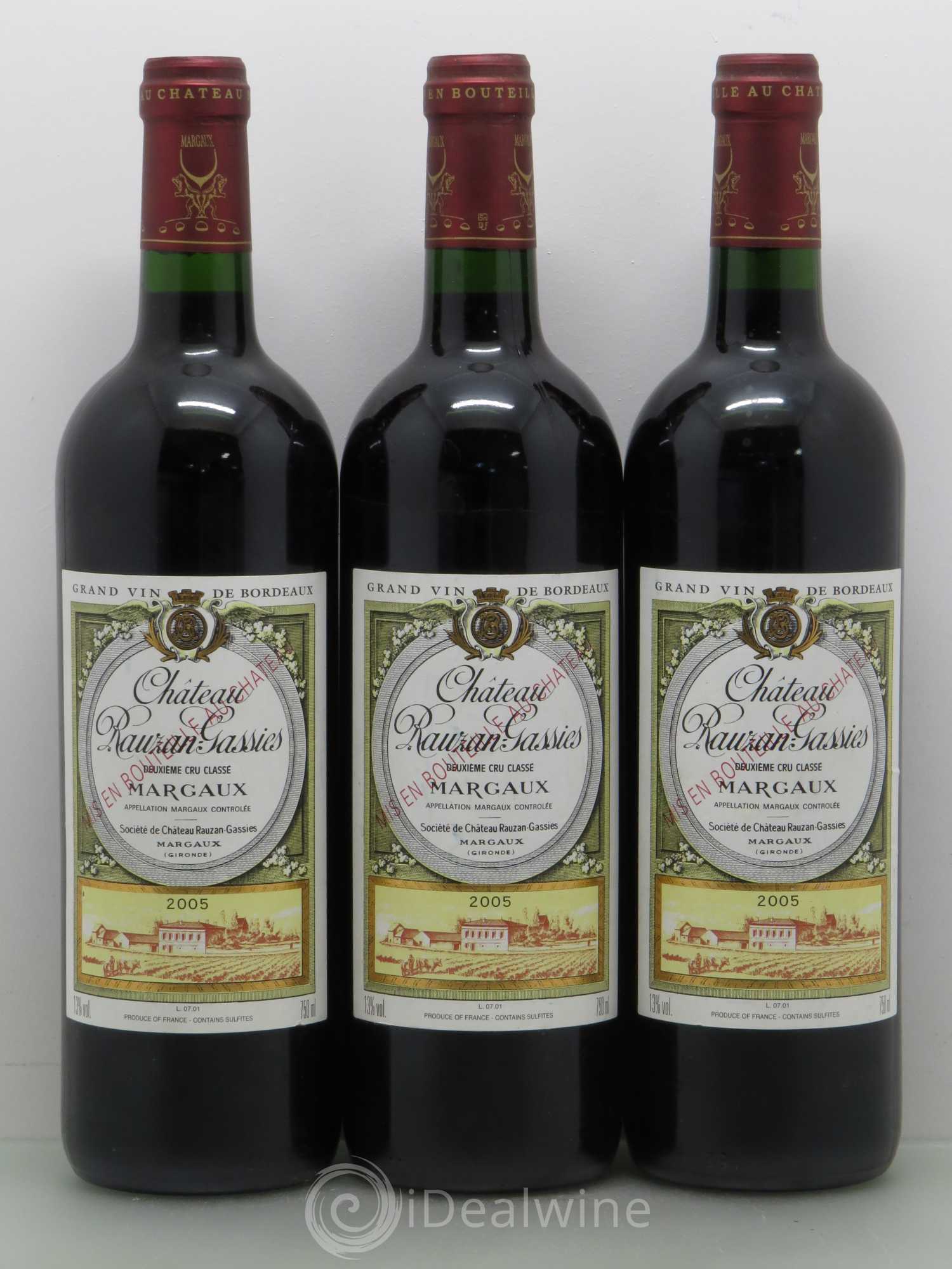 Château Rauzan-Gassies 2ème Grand Cru Classé 2005 - Lot de 3 bouteilles - 0