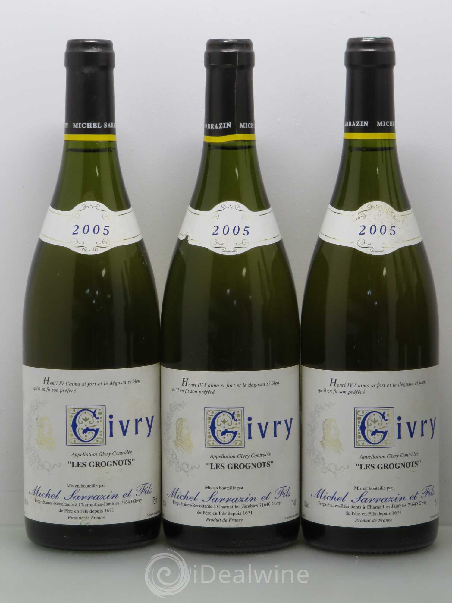 Givry Les Grognots Michel Sarrazin Et Fils 2005 - Lot of 6 bottles - 1