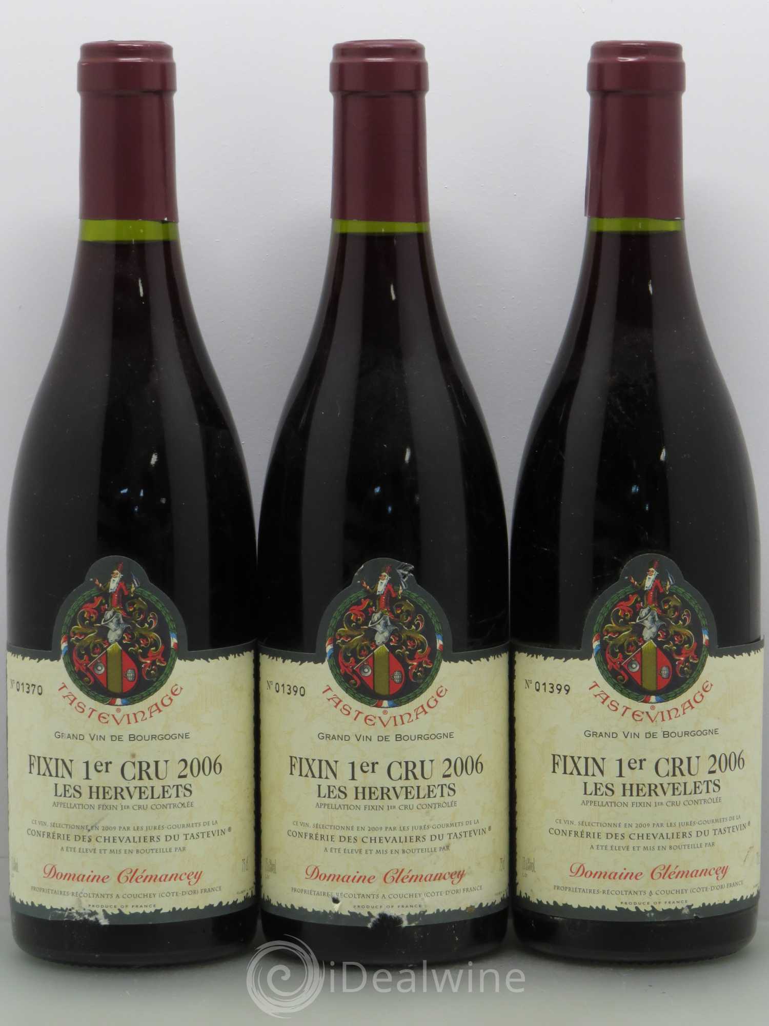 Fixin 1er Cru Les Hervelets Tastevine Domaine Clemancey 2006 - Posten von 3 Flaschen - 0