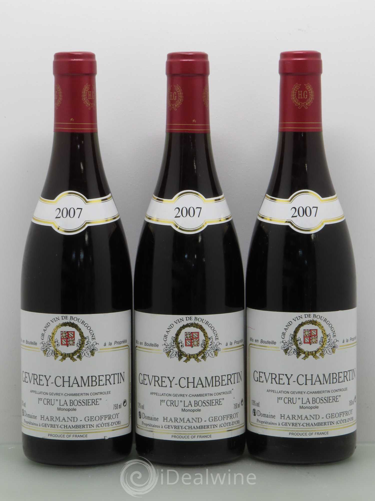 Gevrey-Chambertin 1er Cru La Bossiere Domaine Harmand Geoffroy 2007 - Posten von 3 Flaschen - 0