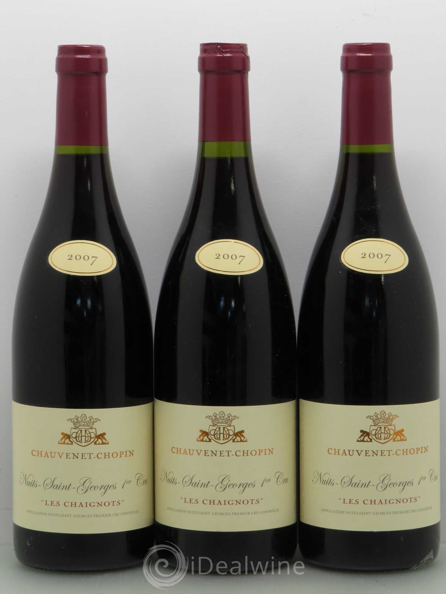 Nuits-Saint-Georges 1er Cru Les Chaignots Domaine Chauvenet Chopin (sans prix de réserve) 2007 - Posten von 3 Flaschen - 0