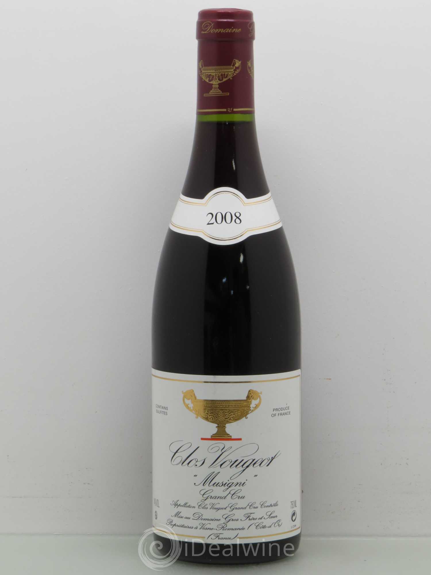 Clos de Vougeot Grand Cru Musigni Gros Frère & Soeur 2008 - Lot de 1 bouteille - 0