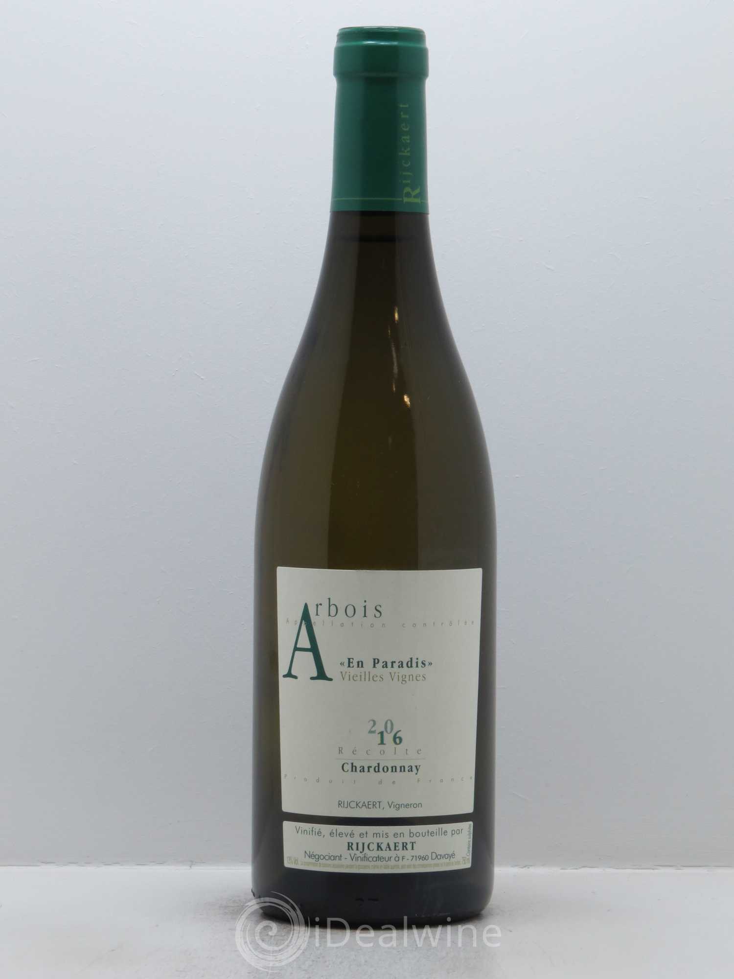 Arbois En Paradis Chardonnay Vieilles Vignes Rijckaert 2016 - Lot de 1 bouteille - 0