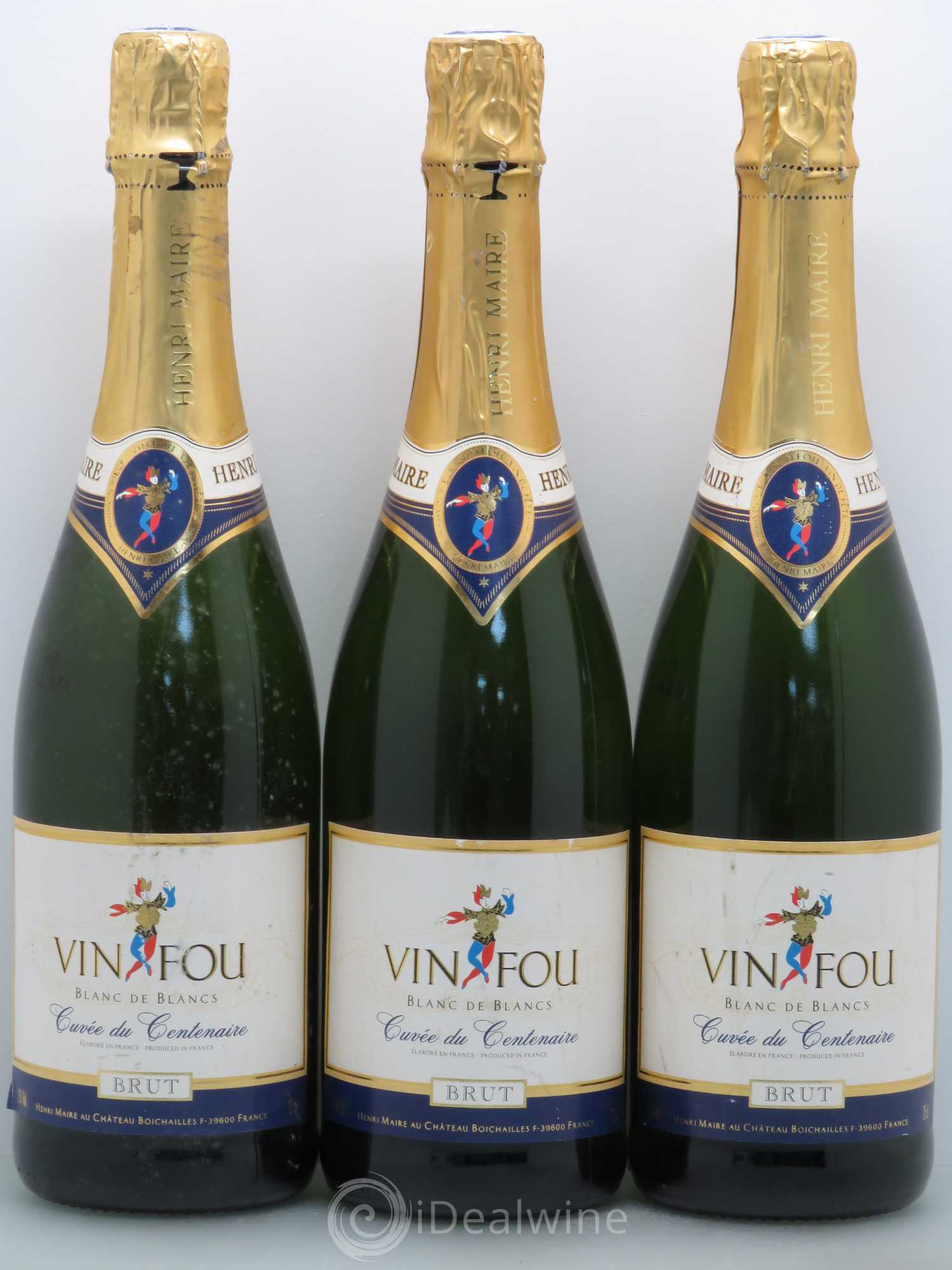 Divers Henri Maire Vin Fou Cuvée du centenaire Blanc de Blancs - Posten von 3 Flaschen - 0