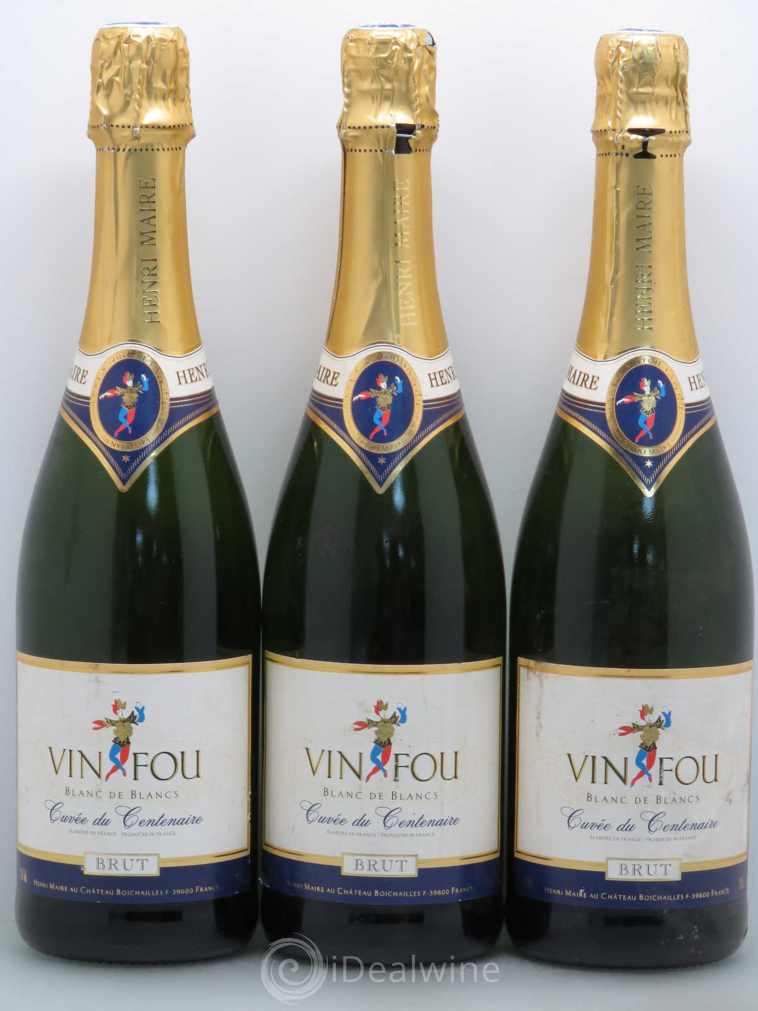 Divers Henri Maire Vin Fou Cuvée du centenaire Blanc de Blancs (sans prix de réserve) - Posten von 3 Flaschen - 0