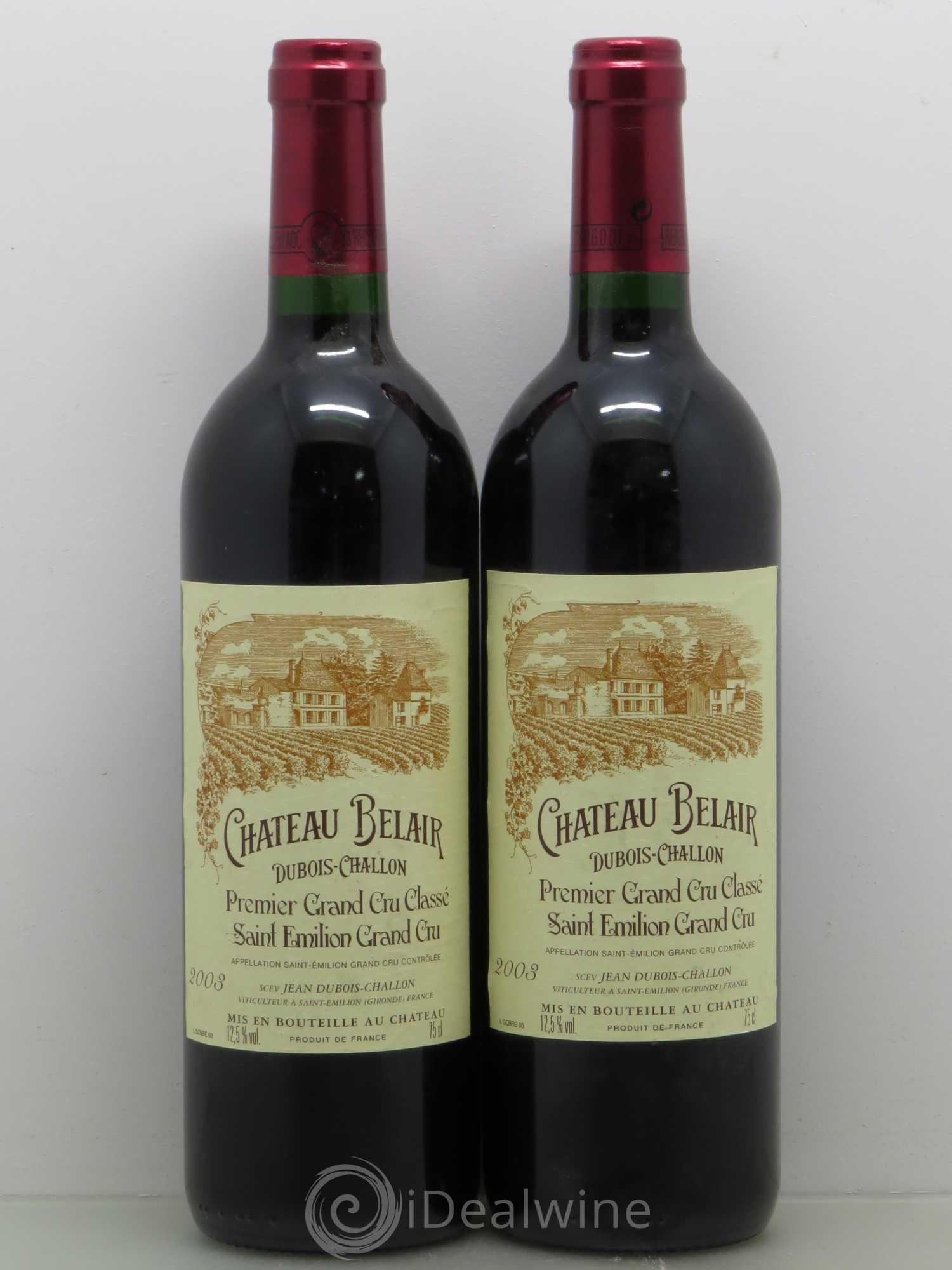 Château Belair (Belair-Monange) 1er Grand Cru Classé B 2003 - Lot de 2 bouteilles - 0