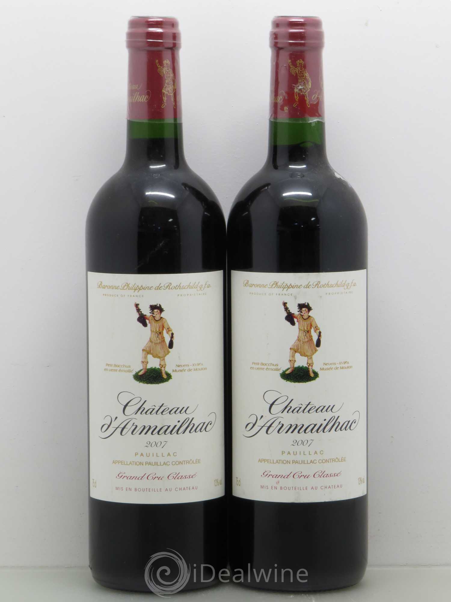 Château d' Armailhac - Mouton Baron(ne) Philippe 5ème Grand Cru Classé 2007 - Lot de 2 bouteilles - 0