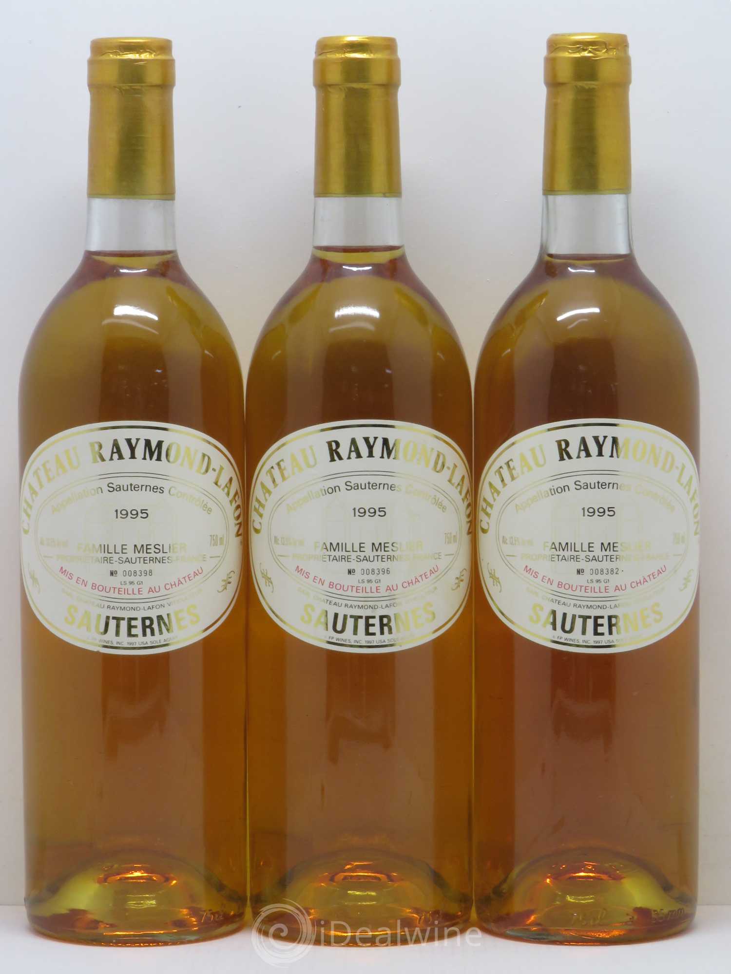 Château Raymond Lafon 1995 - Lotto di 3 bottiglie - 0