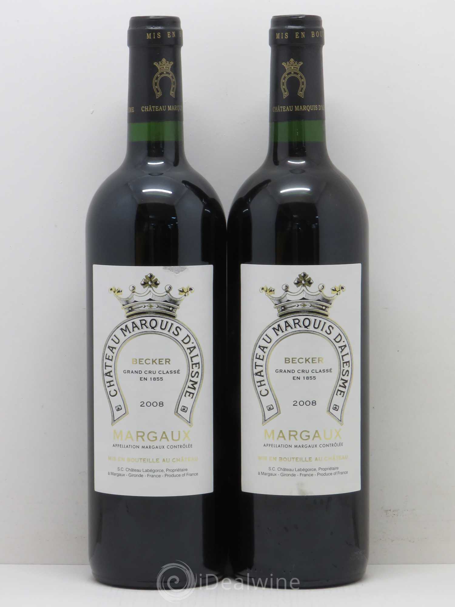 Château Marquis d'Alesme Becker 3ème Grand Cru Classé 2008 - Lot of 2 bottles - 0