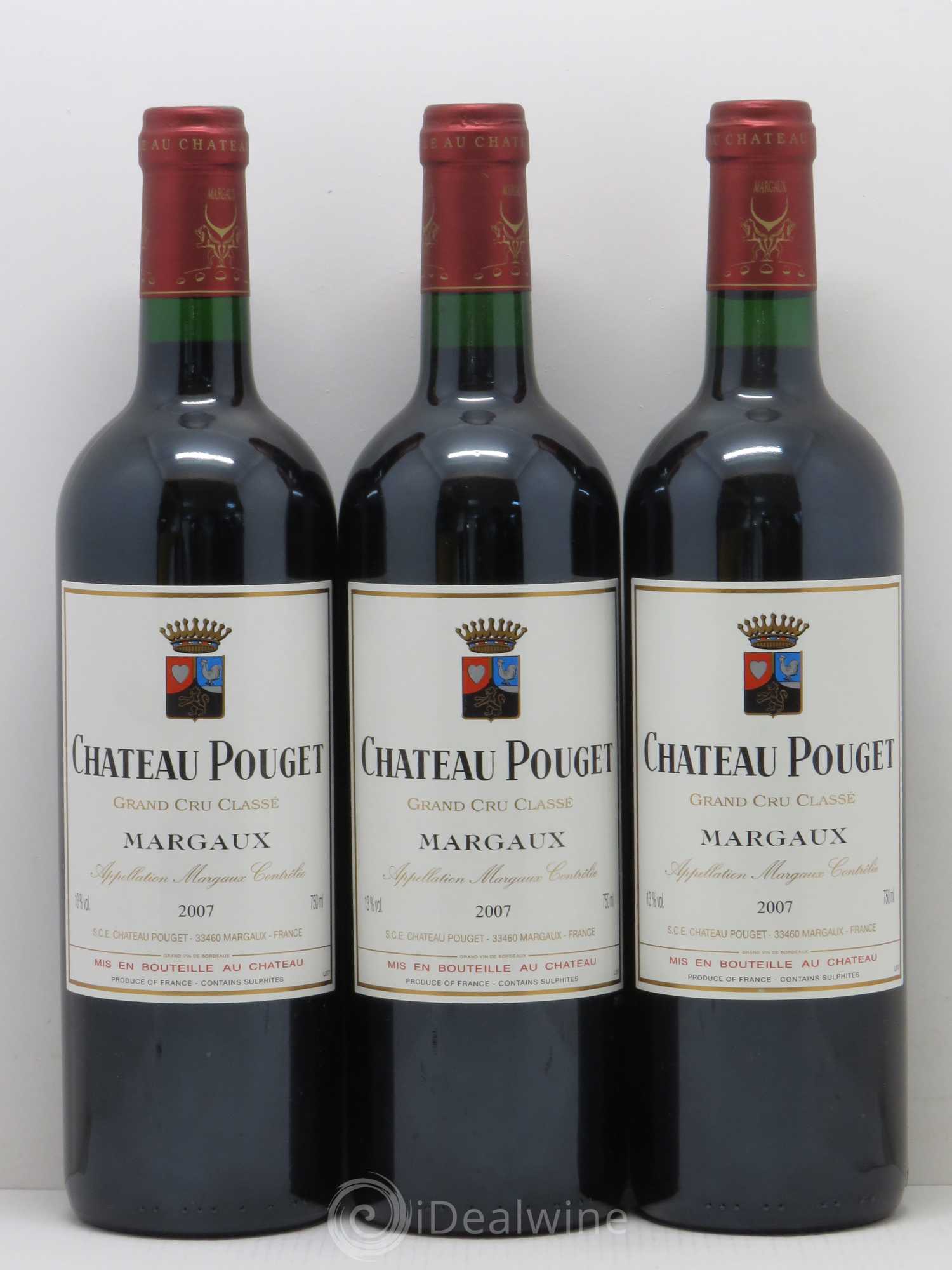 Château Pouget 4ème Grand Cru Classé 2007 - Lot de 3 bouteilles - 0