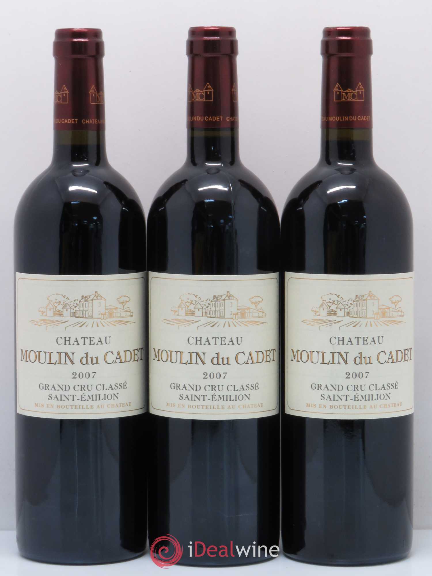 Château Moulin du Cadet Grand Cru Classé (sans prix de réserve) 2007 - Lot de 3 bouteilles - 0