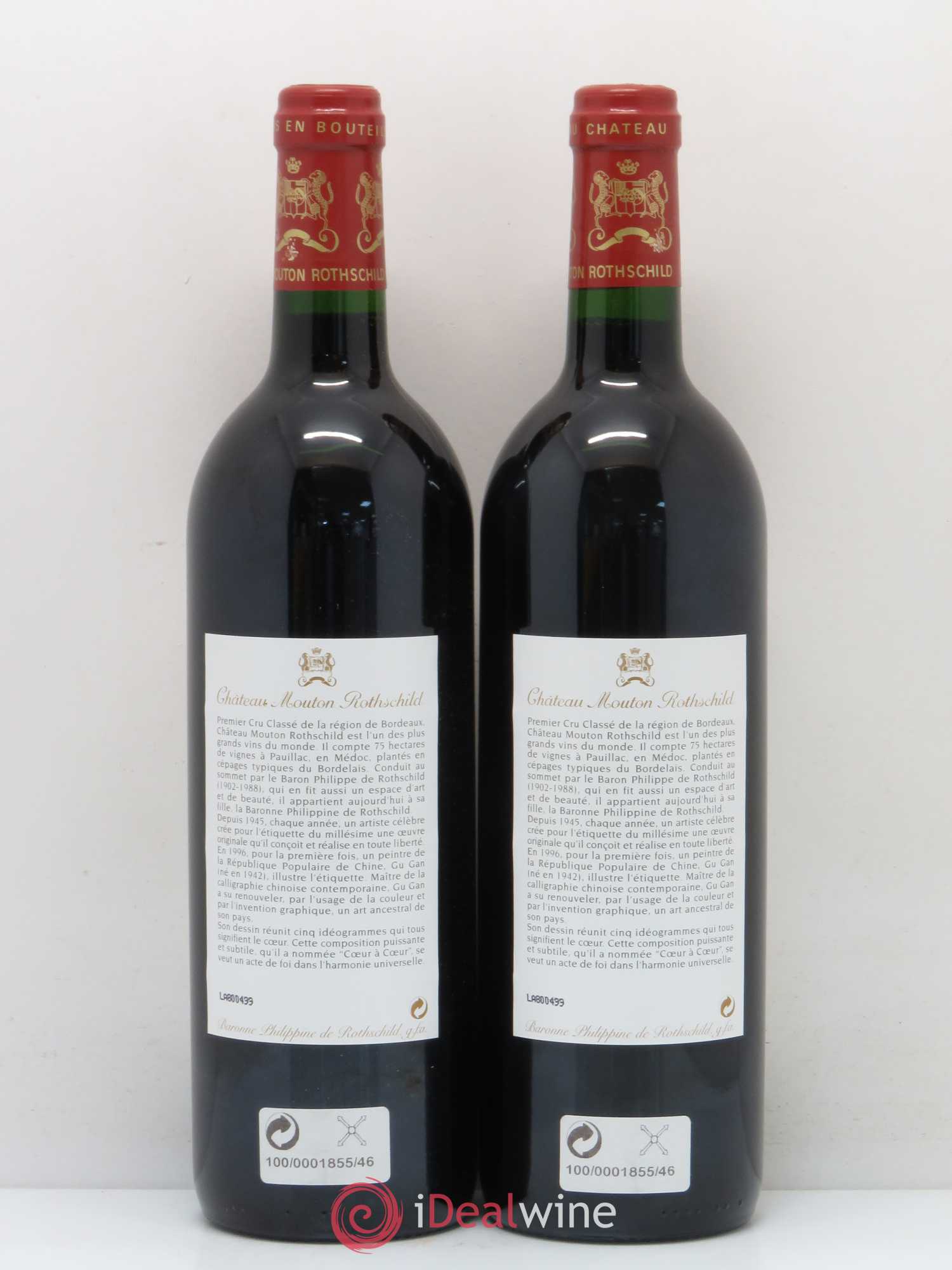 Château Mouton Rothschild 1er Grand Cru Classé 1996 - Lot de 2 bouteilles - 1