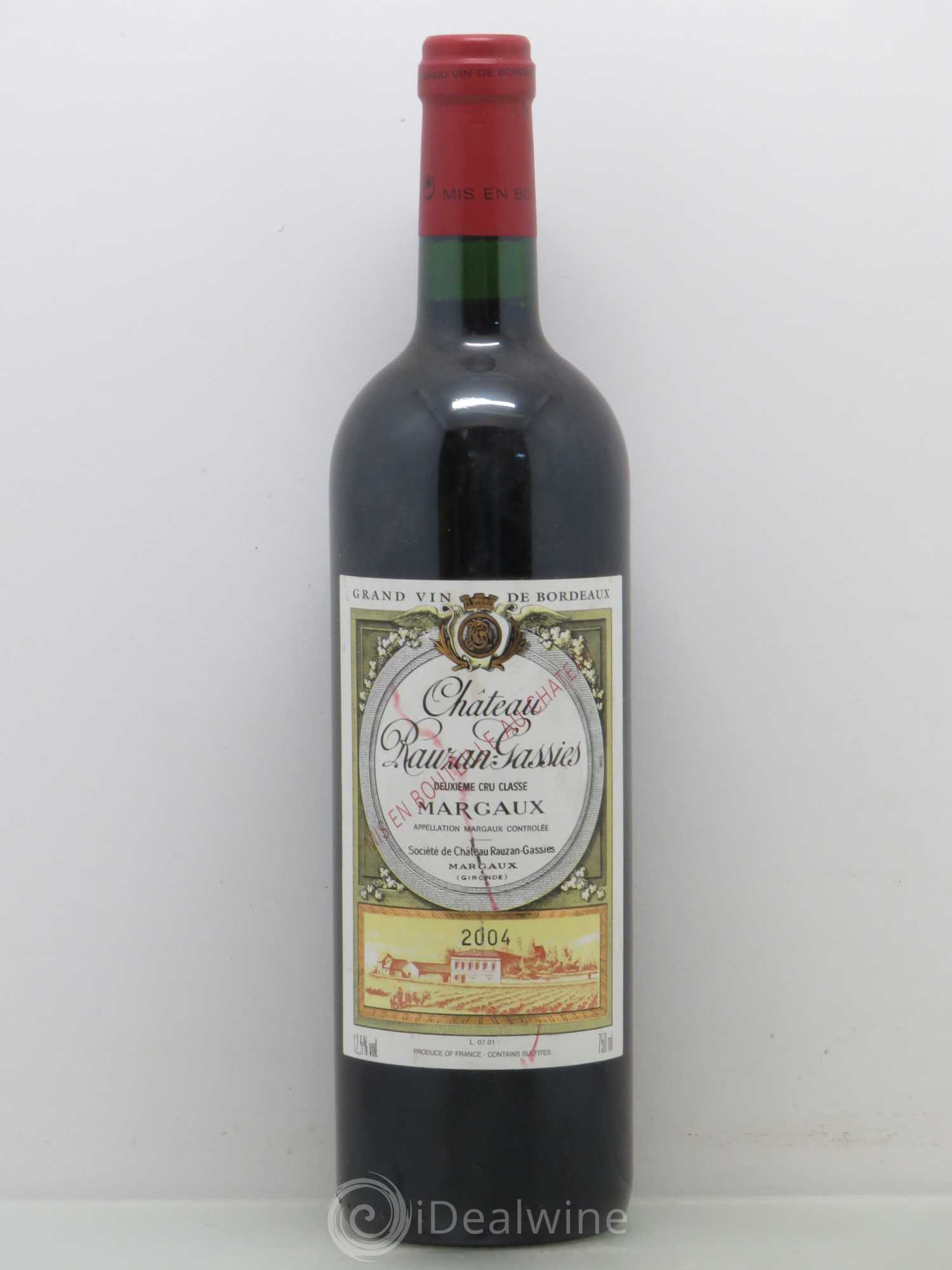 Château Rauzan-Gassies 2ème Grand Cru Classé 2004 - Lot de 1 bouteille - 0