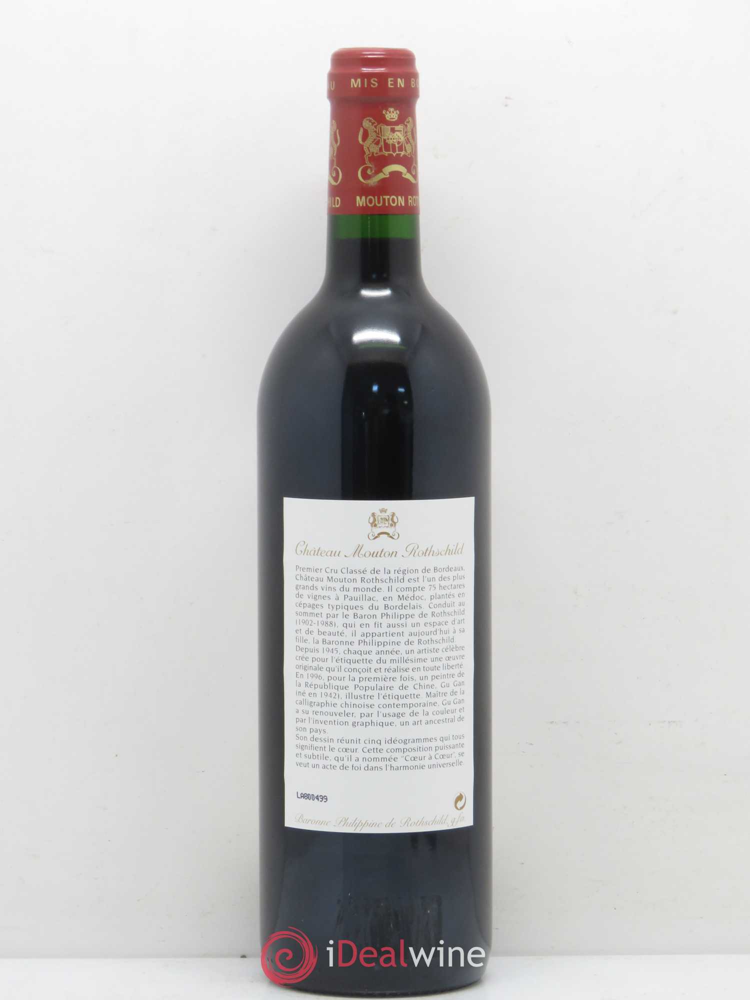 Château Mouton Rothschild 1er Grand Cru Classé 1996 - Lot de 1 bouteille - 1