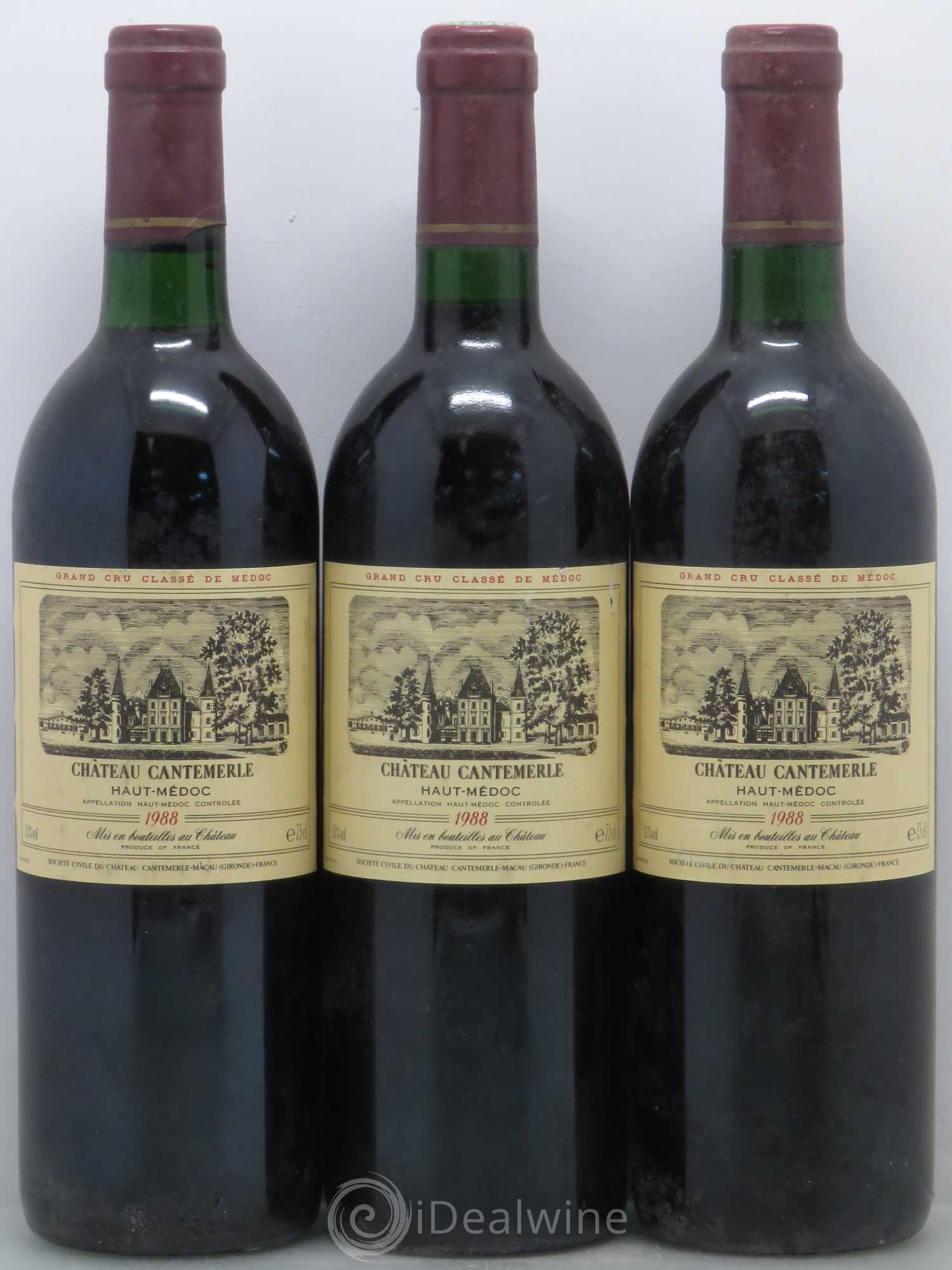 Château Cantemerle 5ème Grand Cru Classé 1988 - Lot de 3 bouteilles - 0