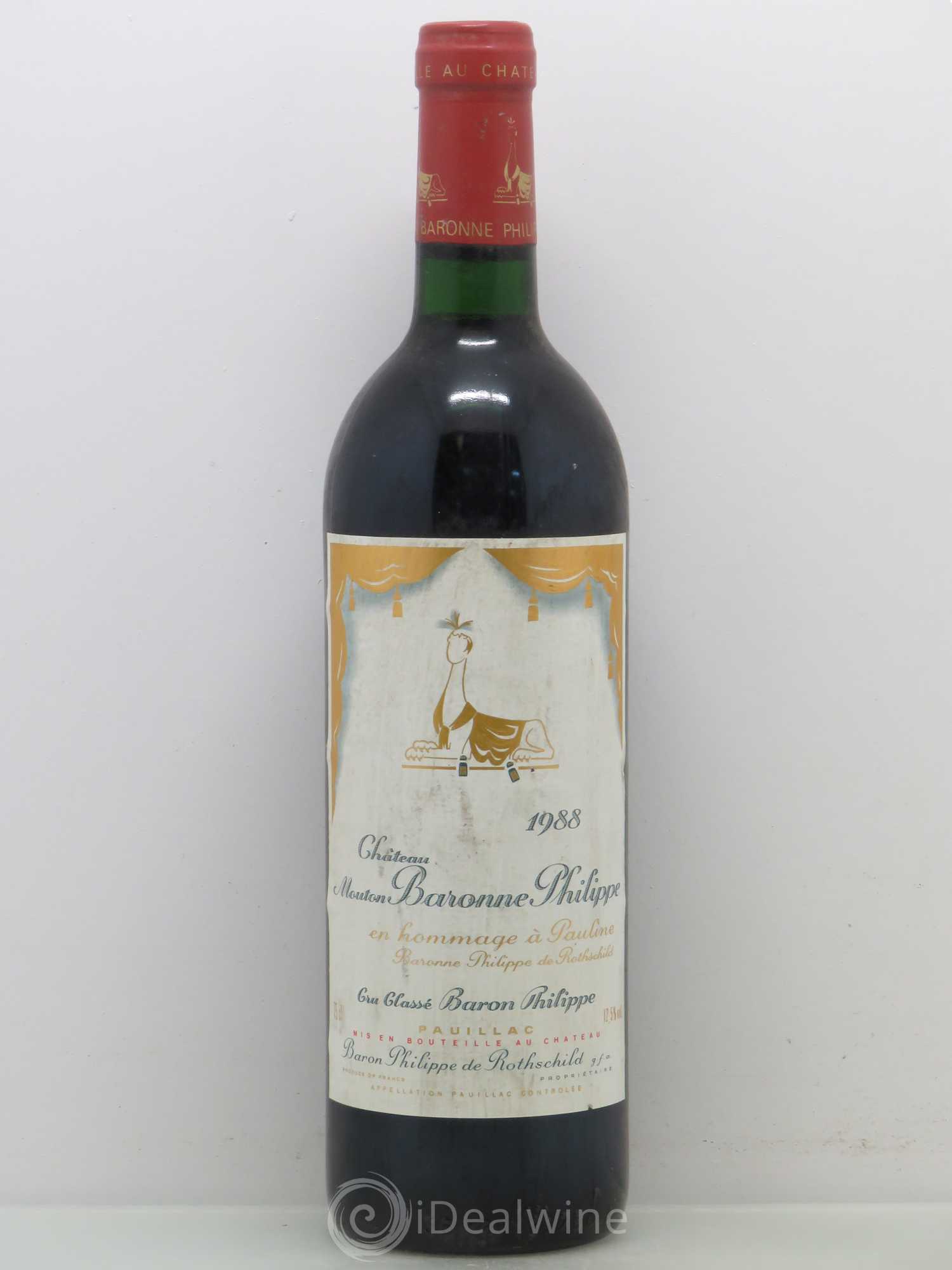 Château d' Armailhac - Mouton Baron(ne) Philippe 5ème Grand Cru Classé 1988 - Lot de 1 bouteille - 0