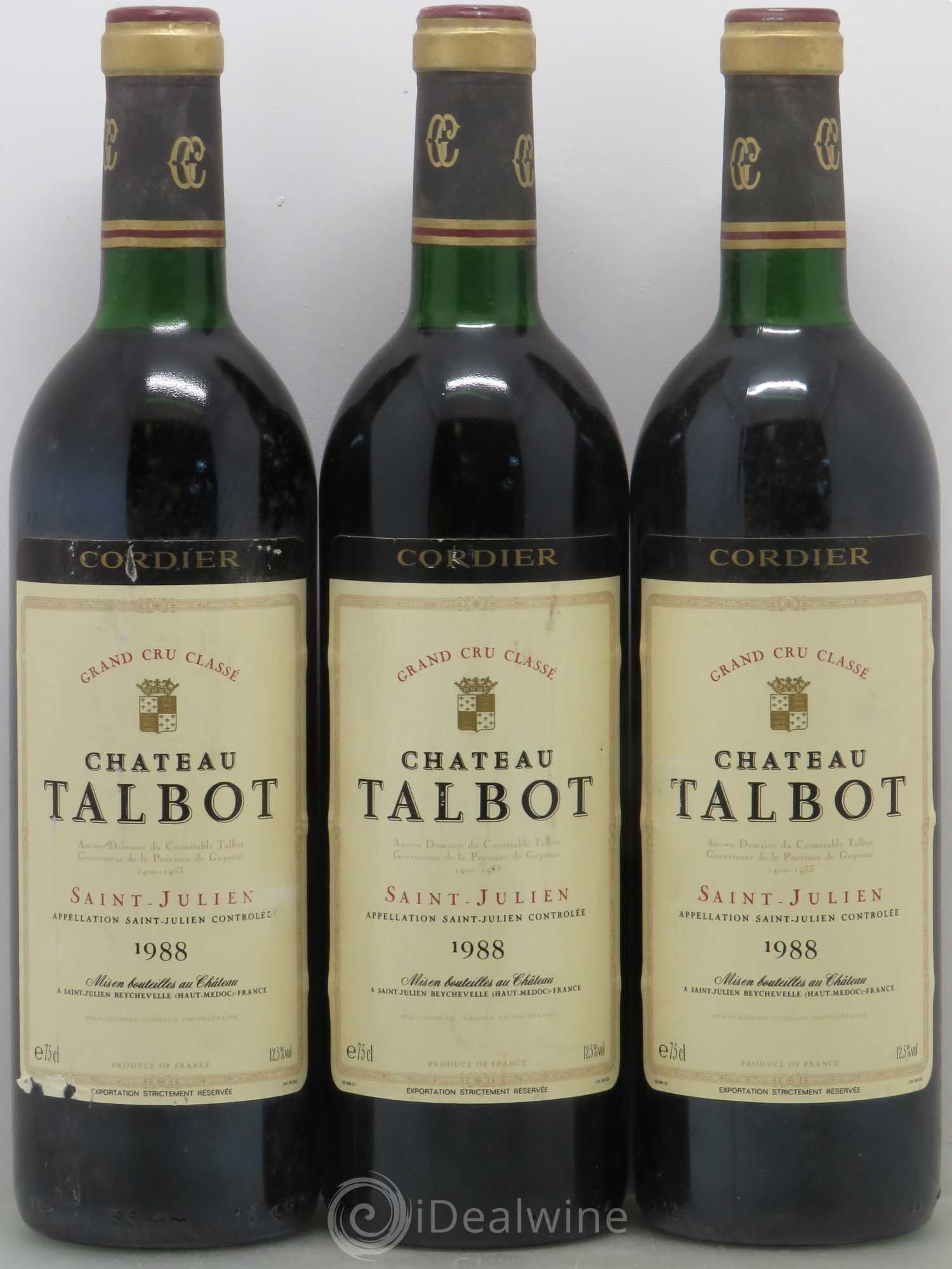 Château Talbot 4ème Grand Cru Classé 1988 - Lot de 3 bouteilles - 0