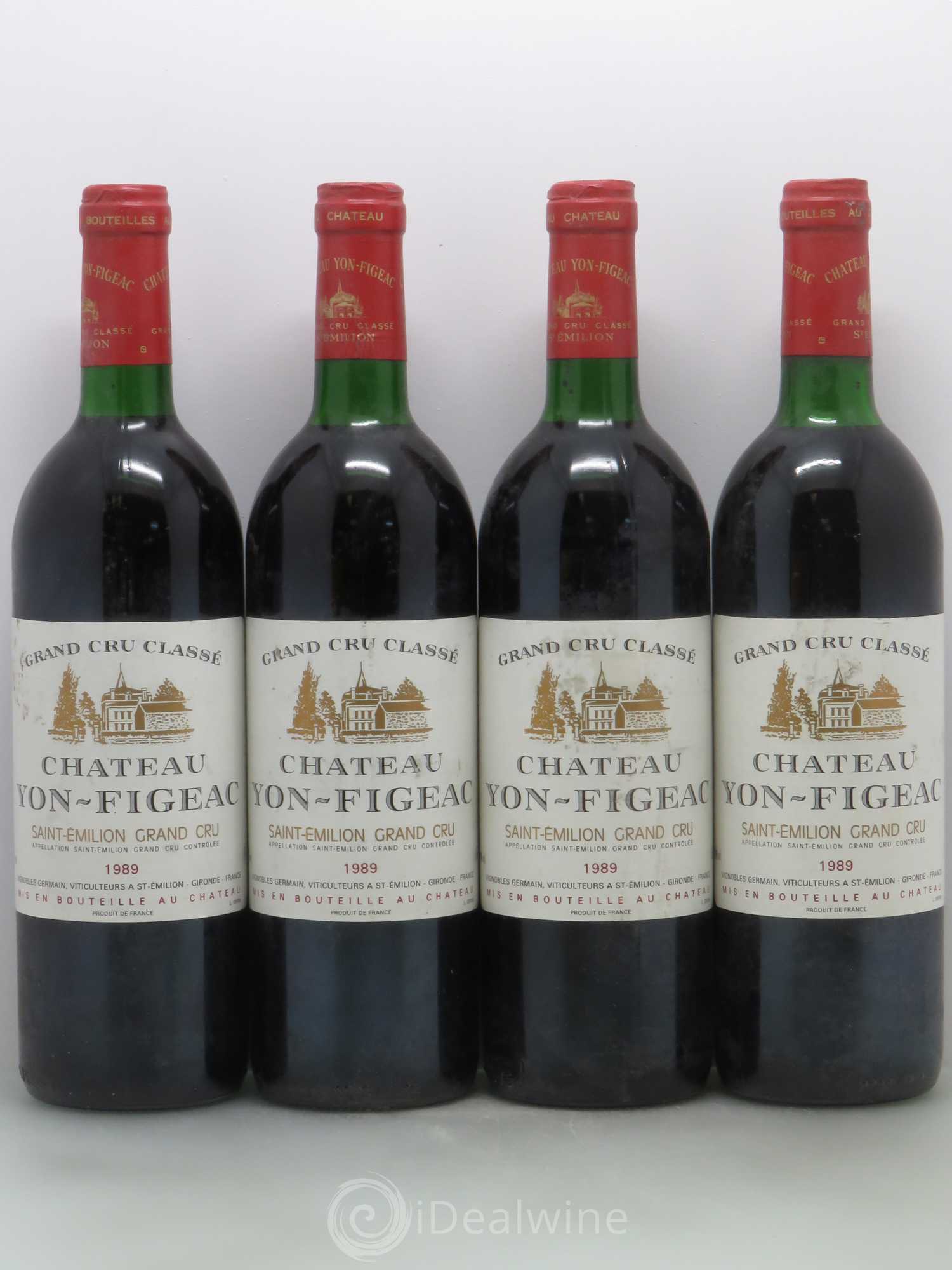 Château Yon Figeac Grand Cru Classé 1989 - Lot de 4 bouteilles - 0
