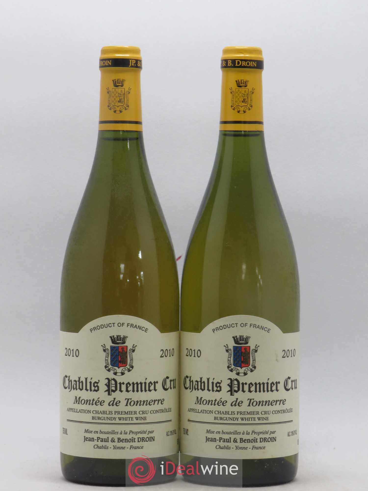 Chablis 1er Cru Montée de Tonnerre Jean-Paul & Benoît Droin (Domaine) 2010 - Lot de 2 bouteilles - 0