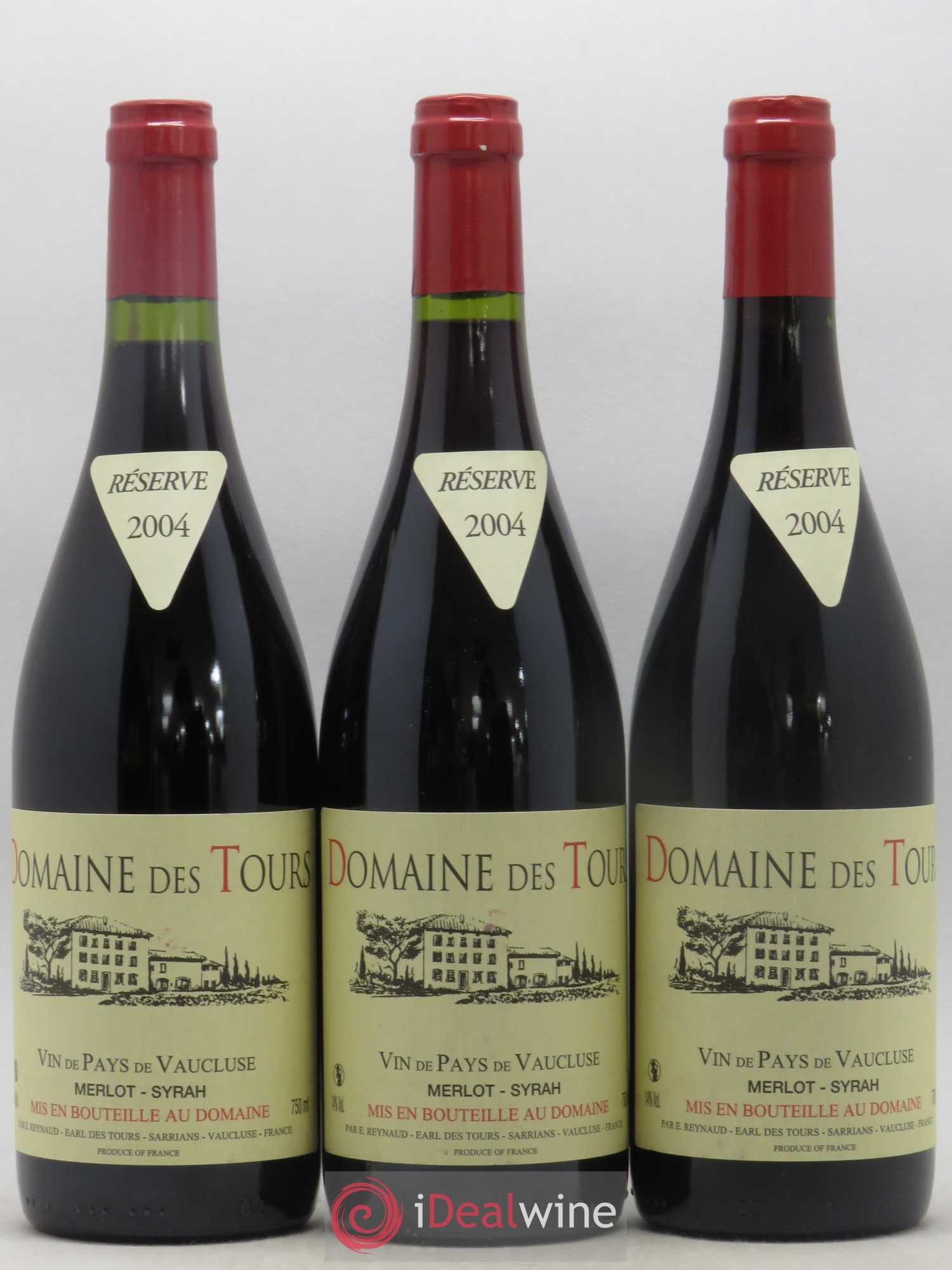 Vaucluse Domaine des Tours Merlot-Syrah Emmanuel Reynaud 2004 - Lot de 3 bouteilles - 0