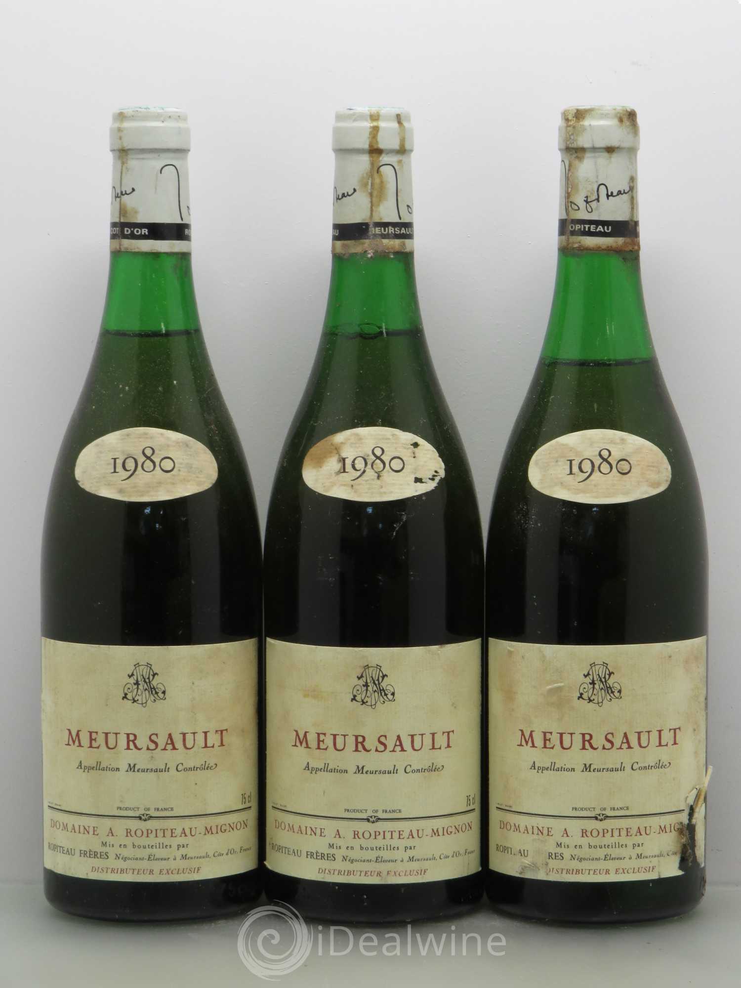 Meursault Domaine Ropiteau-Mignon 1980 - Lot de 3 bouteilles - 0