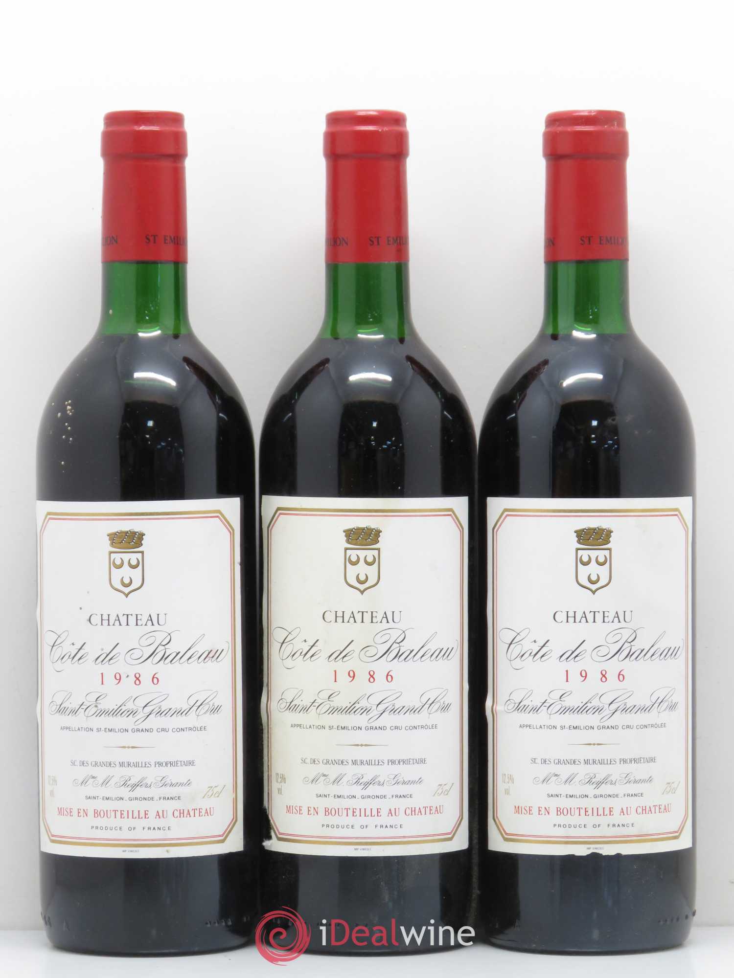 Château Côte de Baleau Grand Cru Classé (sans prix de réserve) 1986 - Lot de 6 bouteilles - 1