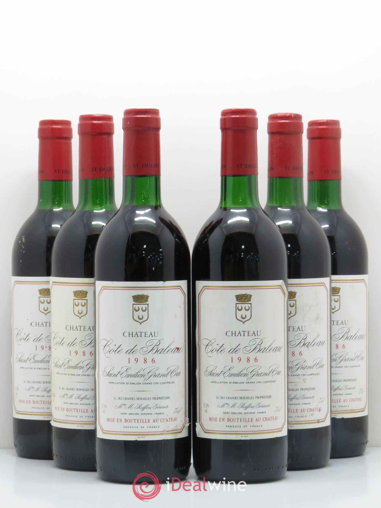 Château Côte de Baleau Grand Cru Classé (sans prix de réserve) 1986 - Lot de 6 bouteilles - 0