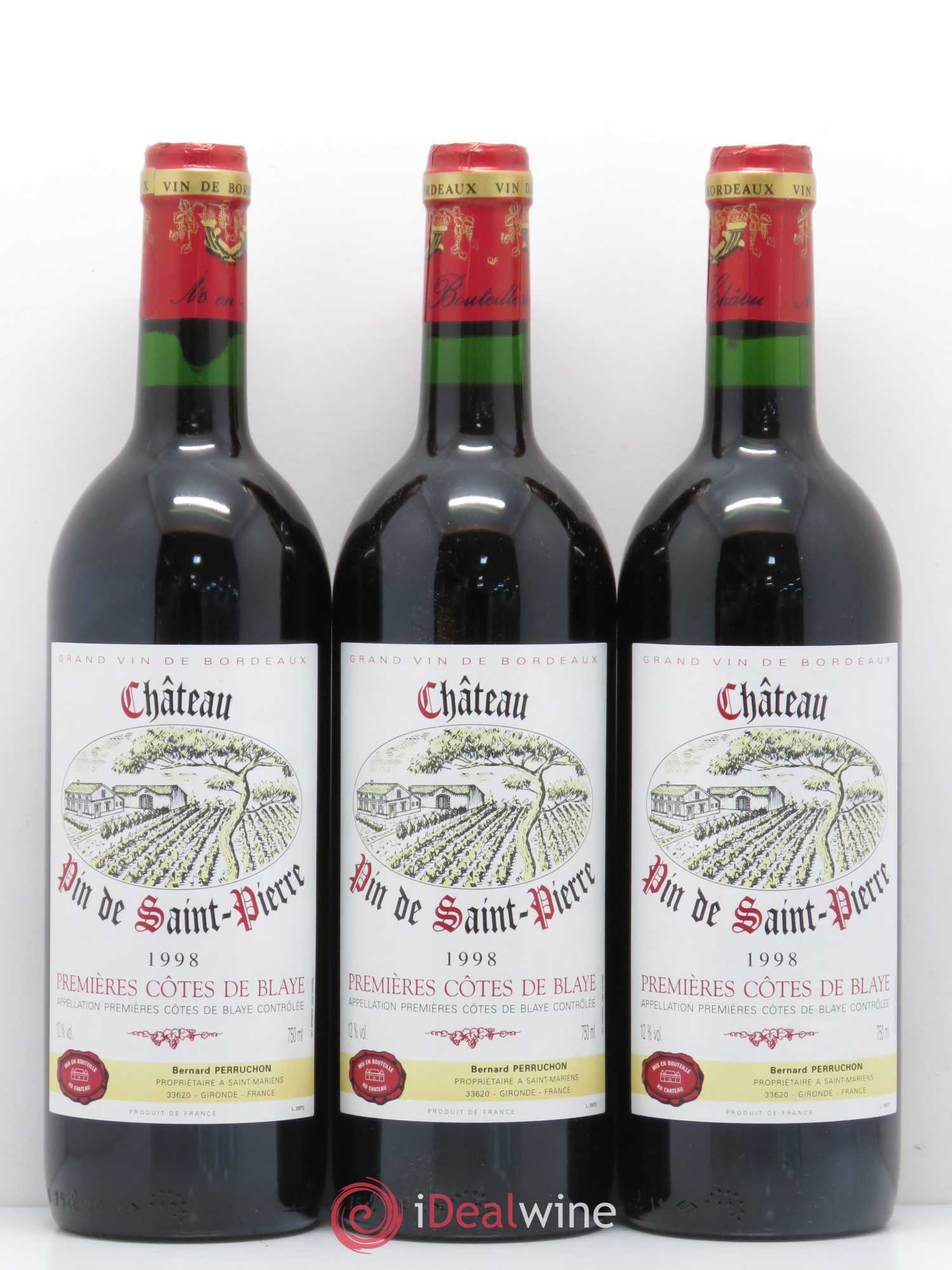 Premières-Côtes-de-Blaye (Blaye-Côtes-de-Bordeaux) Château Pin de Saint Pierre (sans prix de réserve) 1998 - Lot de 12 bouteilles - 1