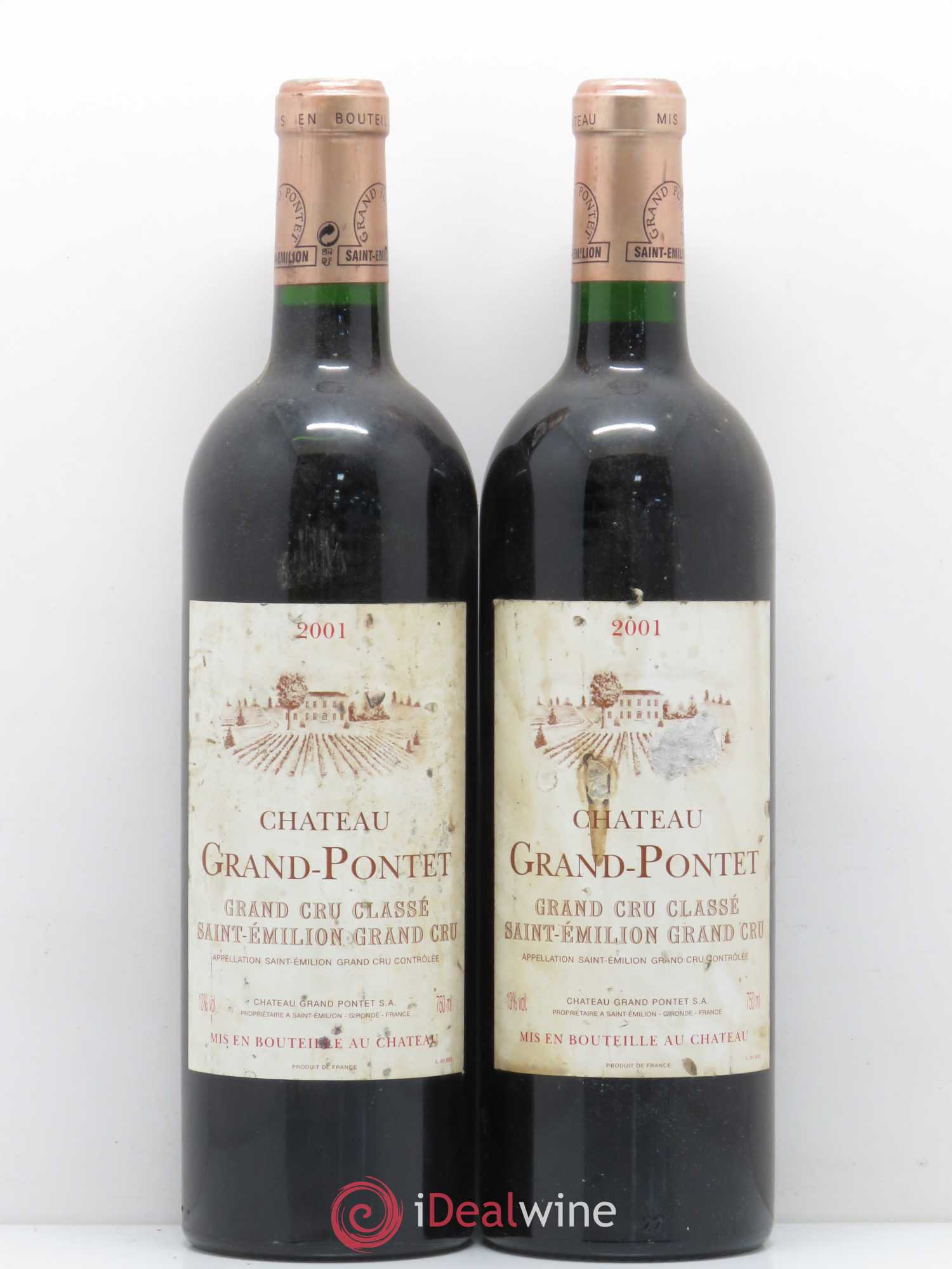 Château Grand Pontet Grand Cru Classé 2001 - Lot de 2 bouteilles - 0