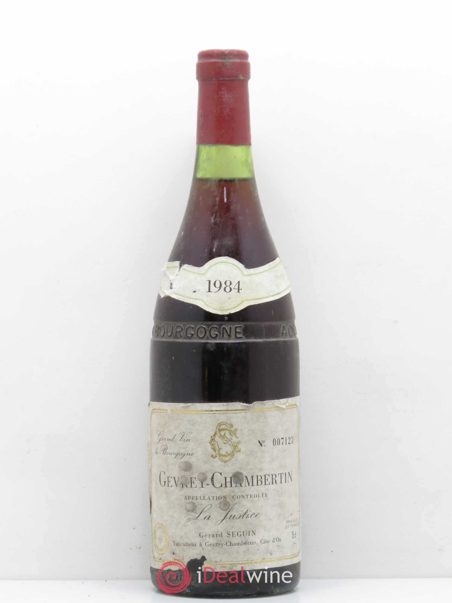 Gevrey-Chambertin La Justice Seguin 1984 - Posten von 1 Flasche - 0