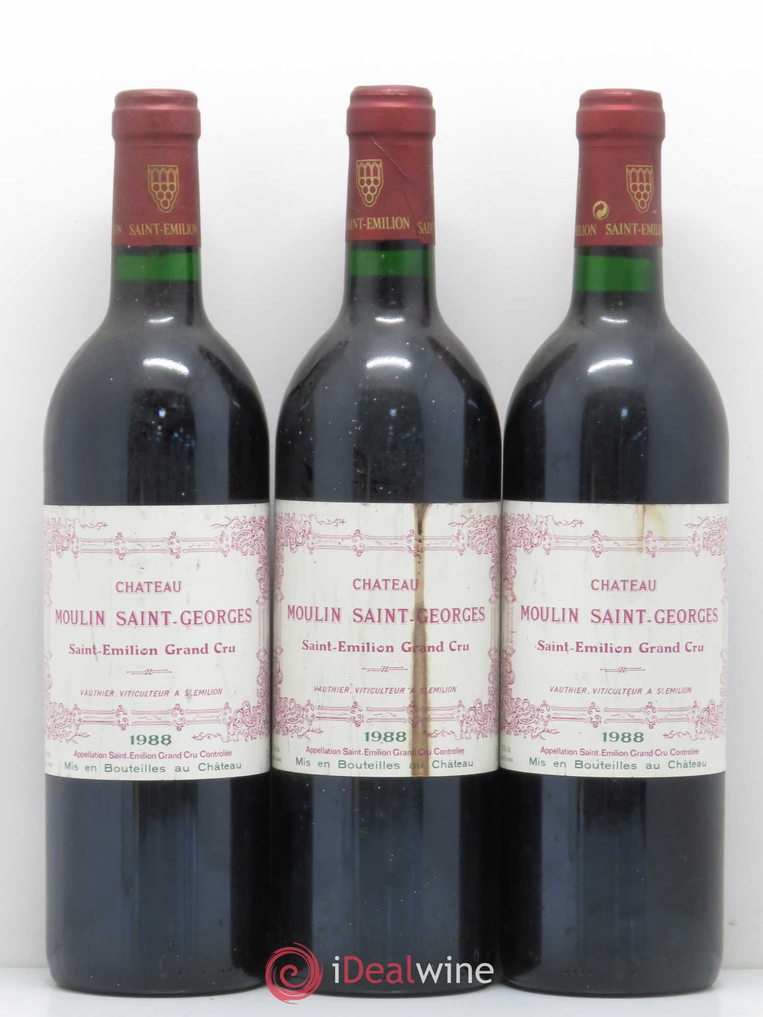 Château Moulin Saint Georges 1988 - Lot de 3 bouteilles - 0