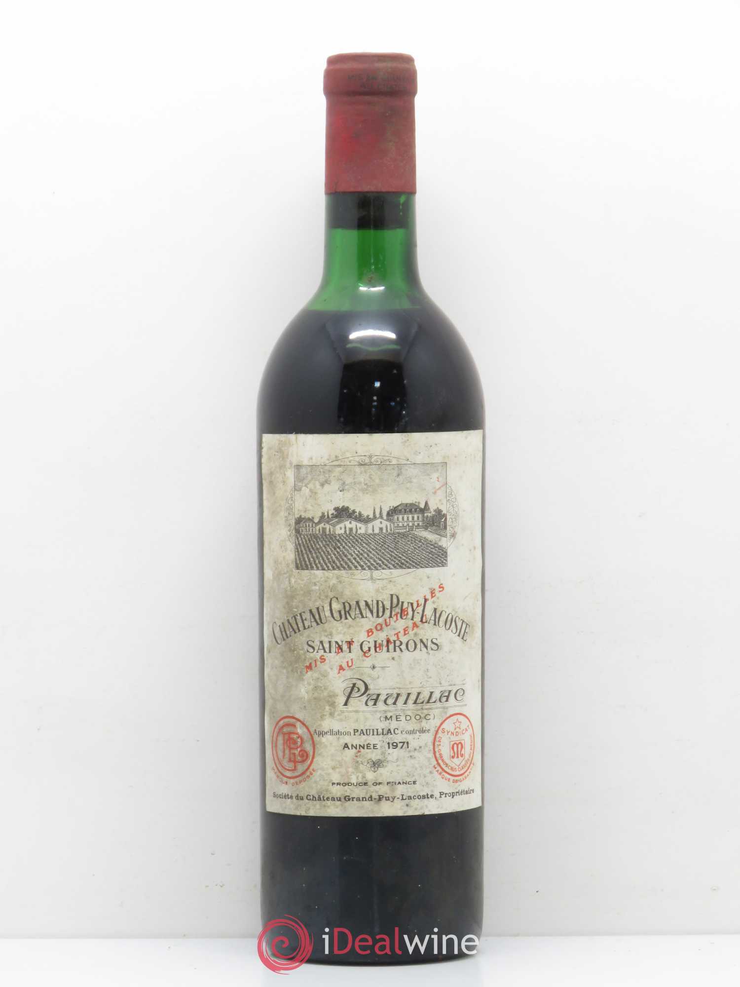 Château Grand Puy Lacoste 5ème Grand Cru Classé 1971 - Lot de 1 bouteille - 0