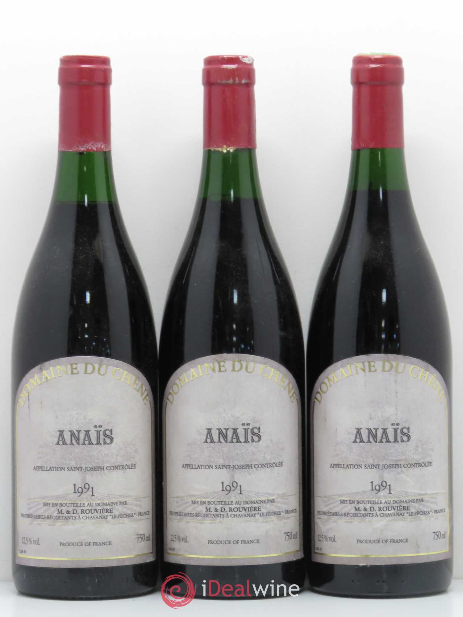 Saint-Joseph Domaine du Chêne cuvée Anaïs (sans prix de réserve) 1991 - Posten von 3 Flaschen - 0
