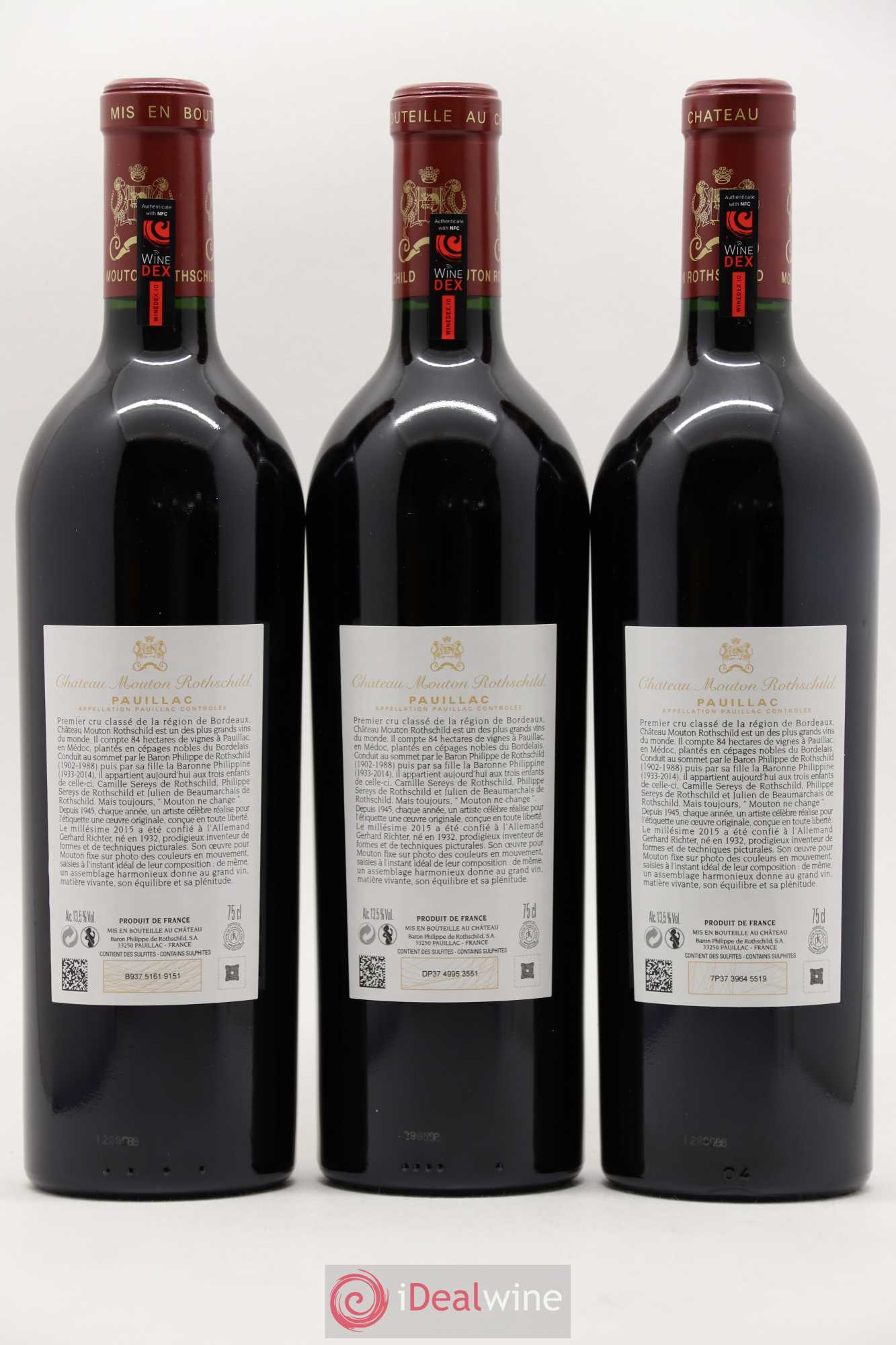 Château Mouton Rothschild 1er Grand Cru Classé 2015 - Lot de 3 bouteilles - 1