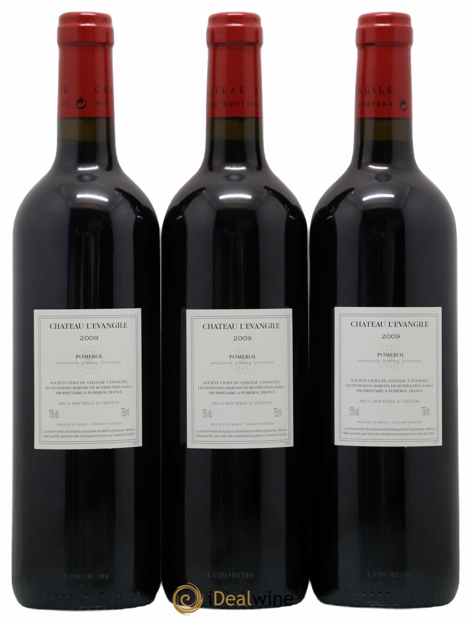 Château l' Évangile 2009 - Lot de 3 bouteilles - 1