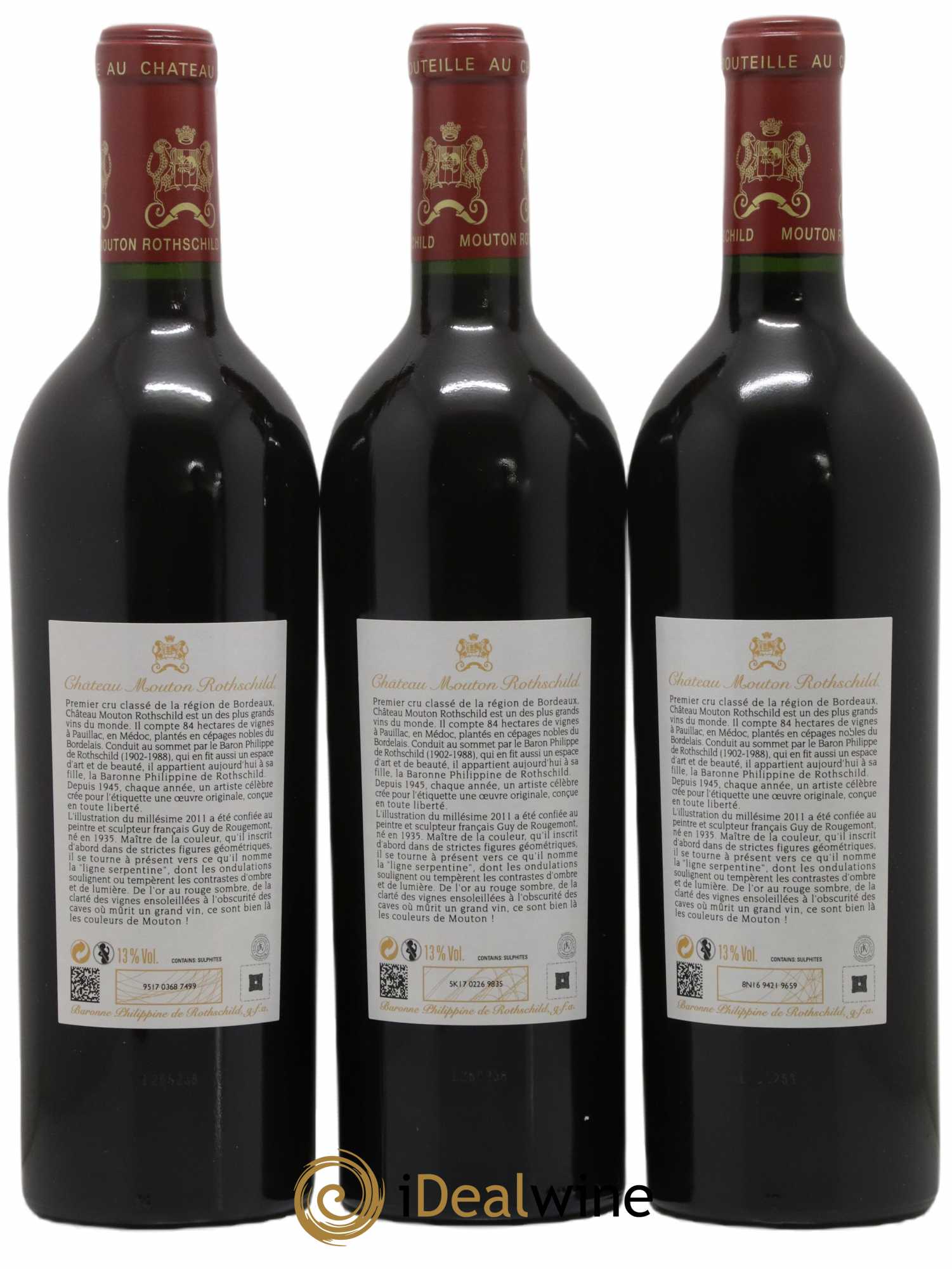 Château Mouton Rothschild 1er Grand Cru Classé 2011 - Lot de 3 bouteilles - 1