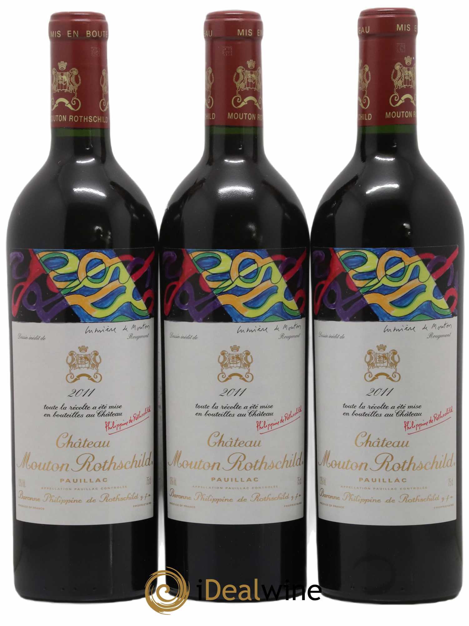 Château Mouton Rothschild 1er Grand Cru Classé 2011 - Lot de 3 bouteilles - 0