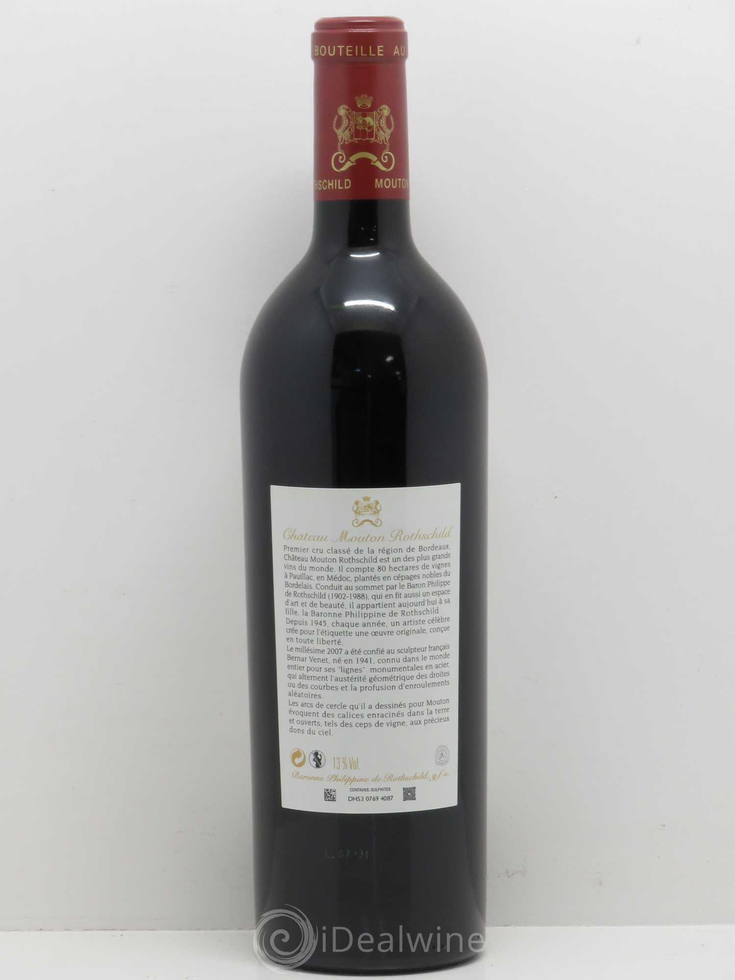 Château Mouton Rothschild 1er Grand Cru Classé 2007 - Lot de 1 bouteille - 1