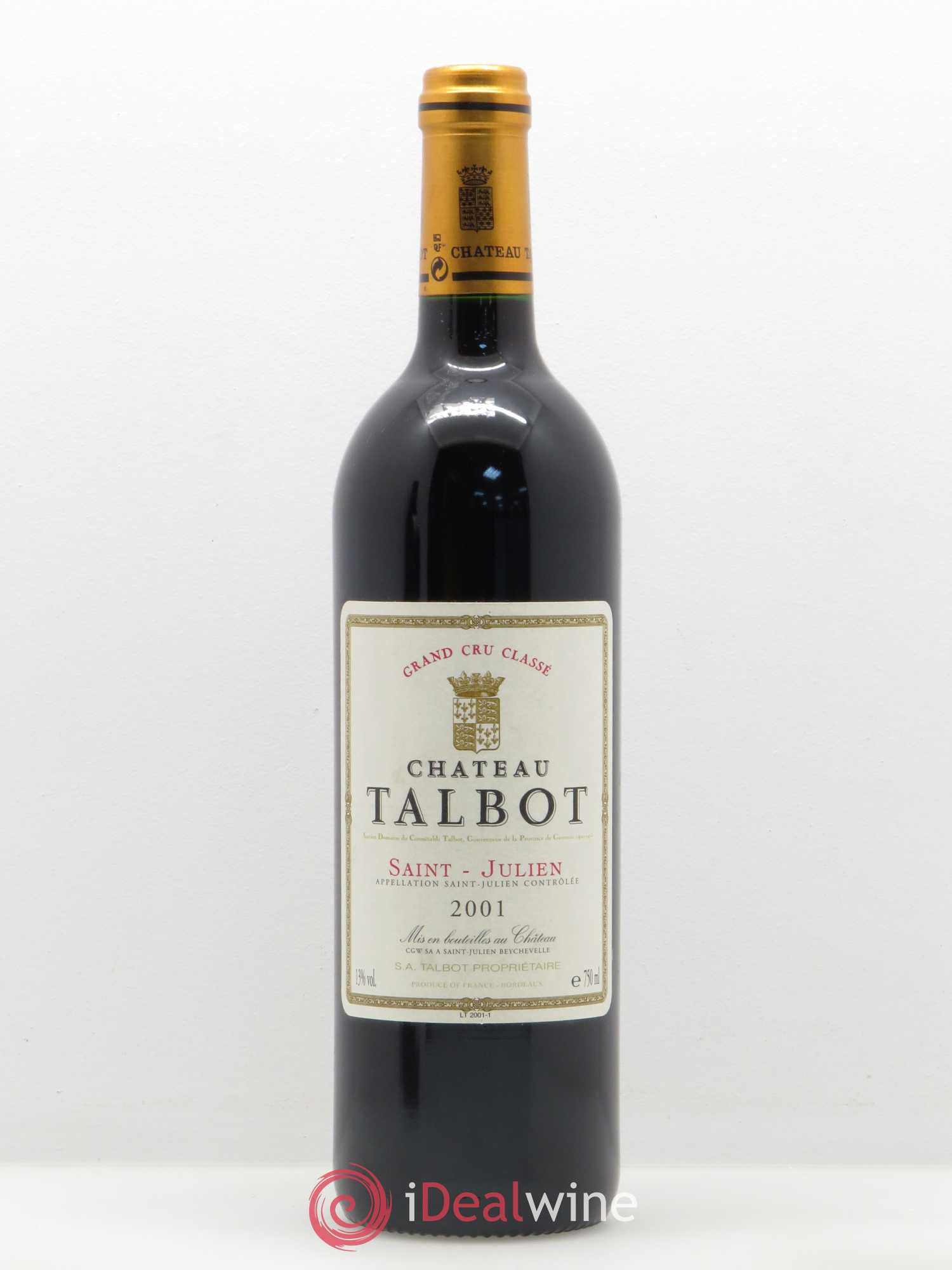 Château Talbot 4ème Grand Cru Classé 2001 - Lot de 1 bouteille - 0