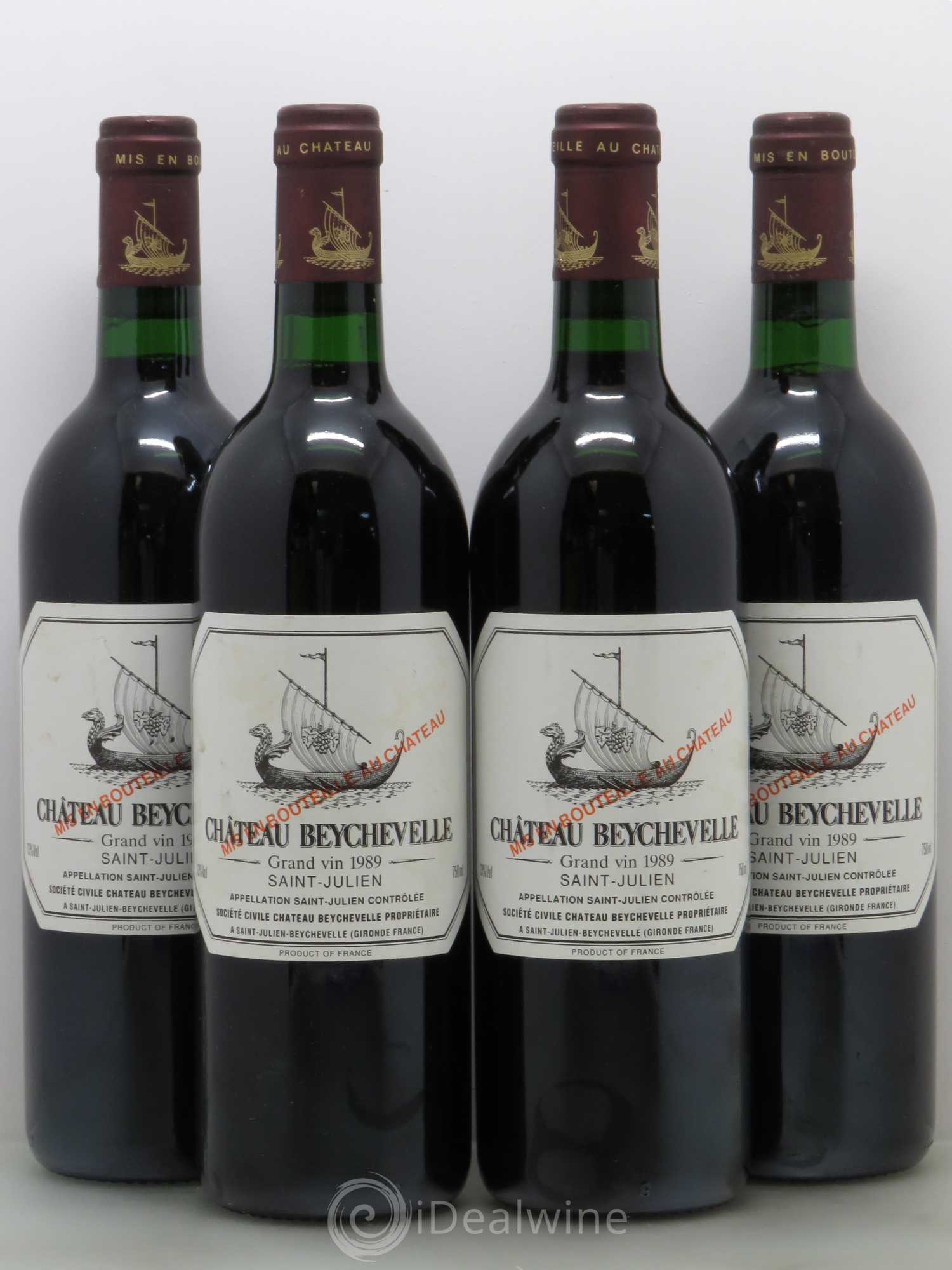 Château Beychevelle 4ème Grand Cru Classé 1989 - Lot de 4 bouteilles - 0