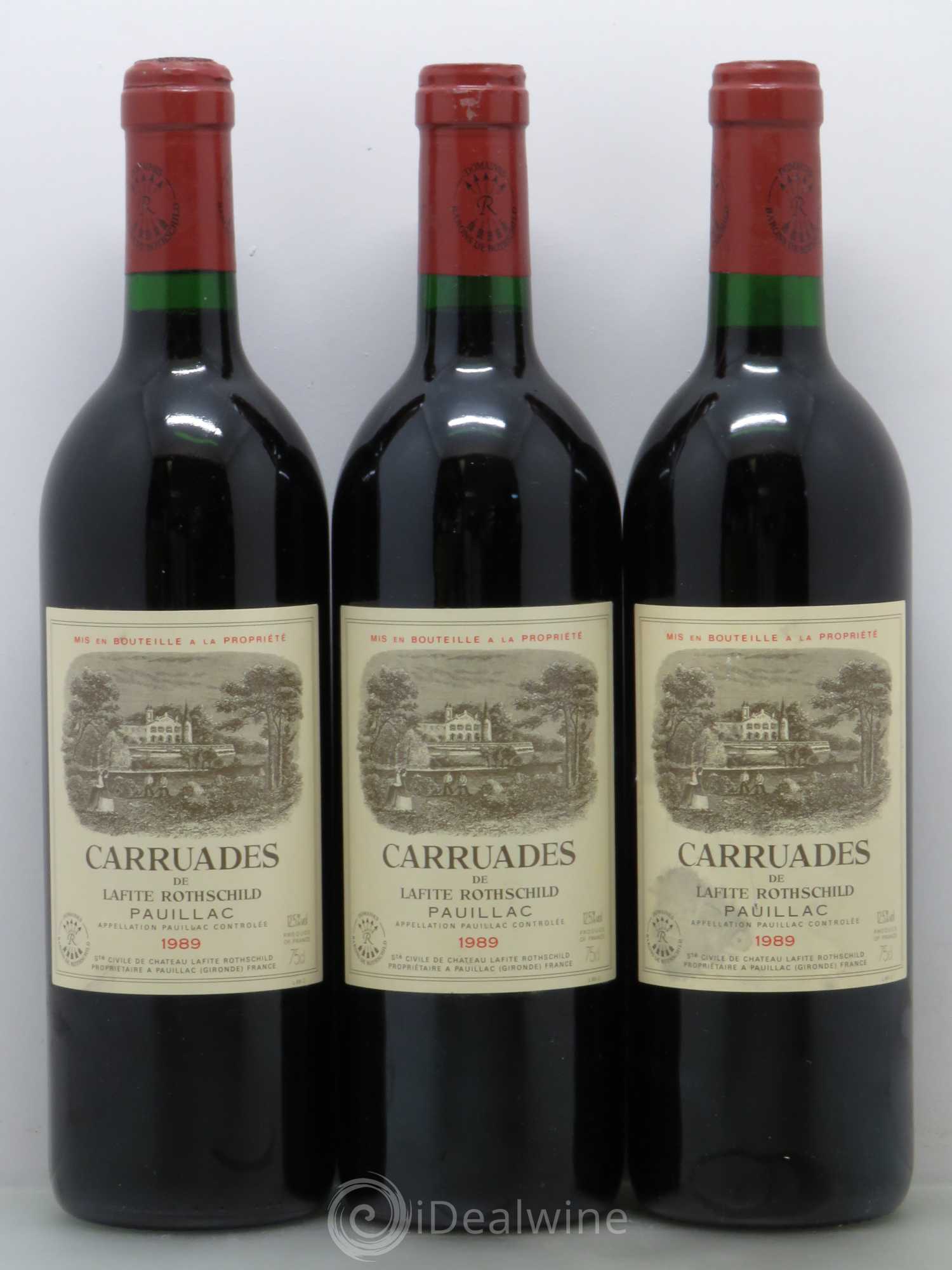 Carruades de Lafite Rothschild Second Vin 1989 - Lot de 3 bouteilles - 0