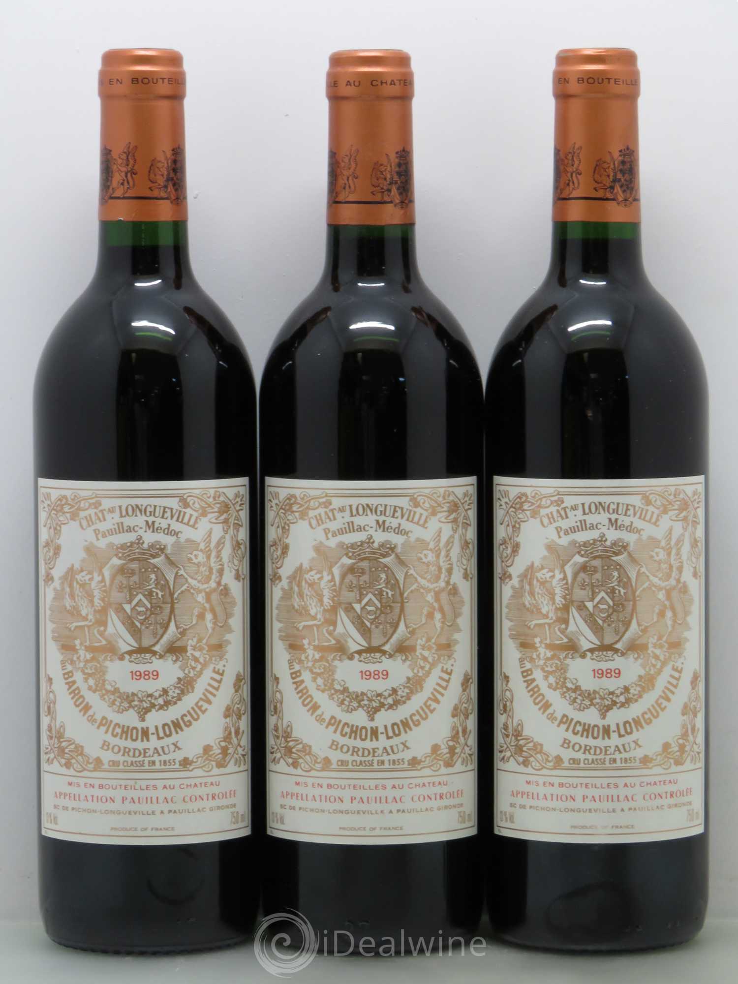 Pichon Longueville Baron 2ème Grand Cru Classé 1989 - Lot de 3 bouteilles - 0