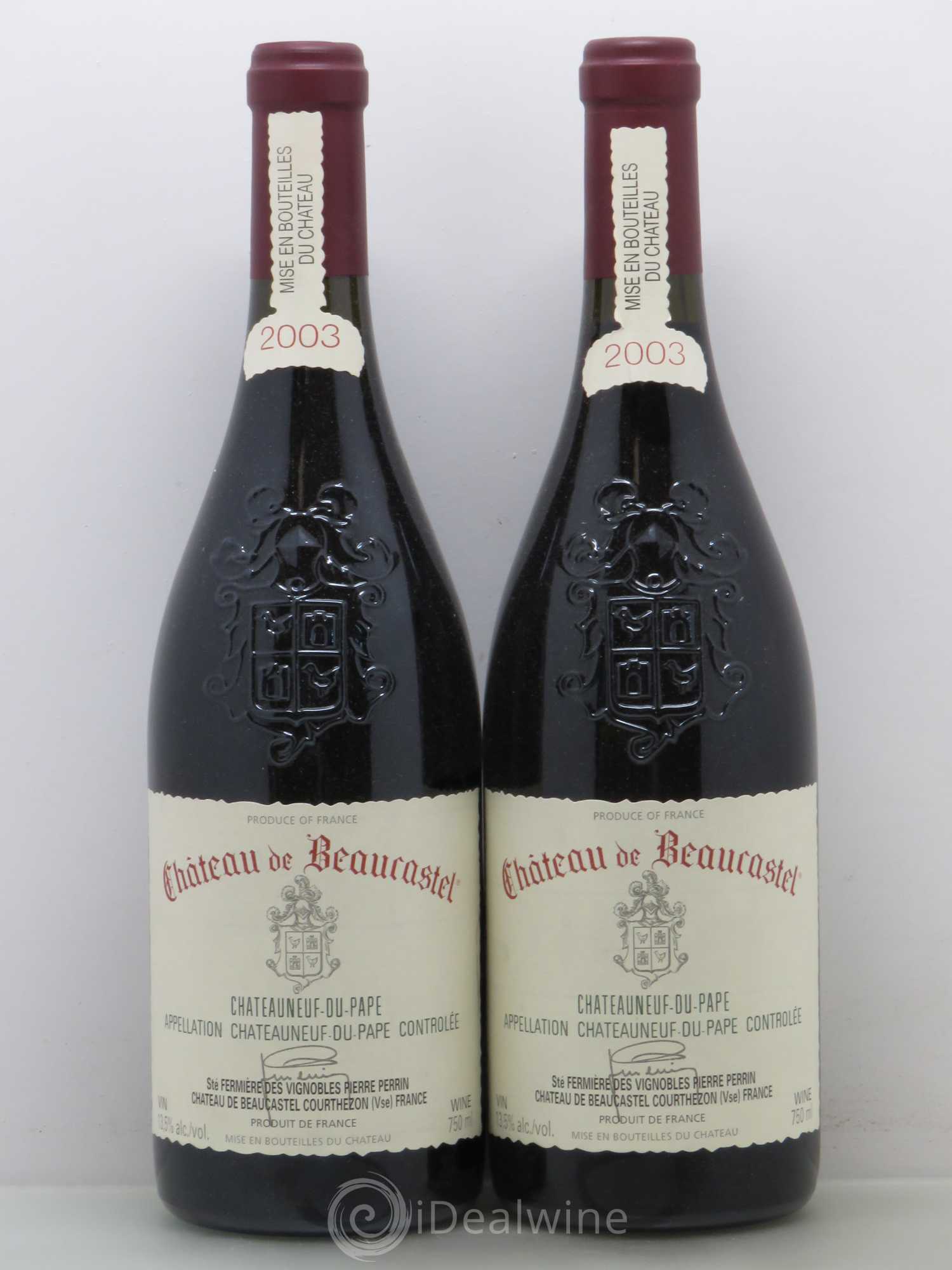 Châteauneuf-du-Pape Château de Beaucastel Famille Perrin 2003 - Lot de 2 bouteilles - 0